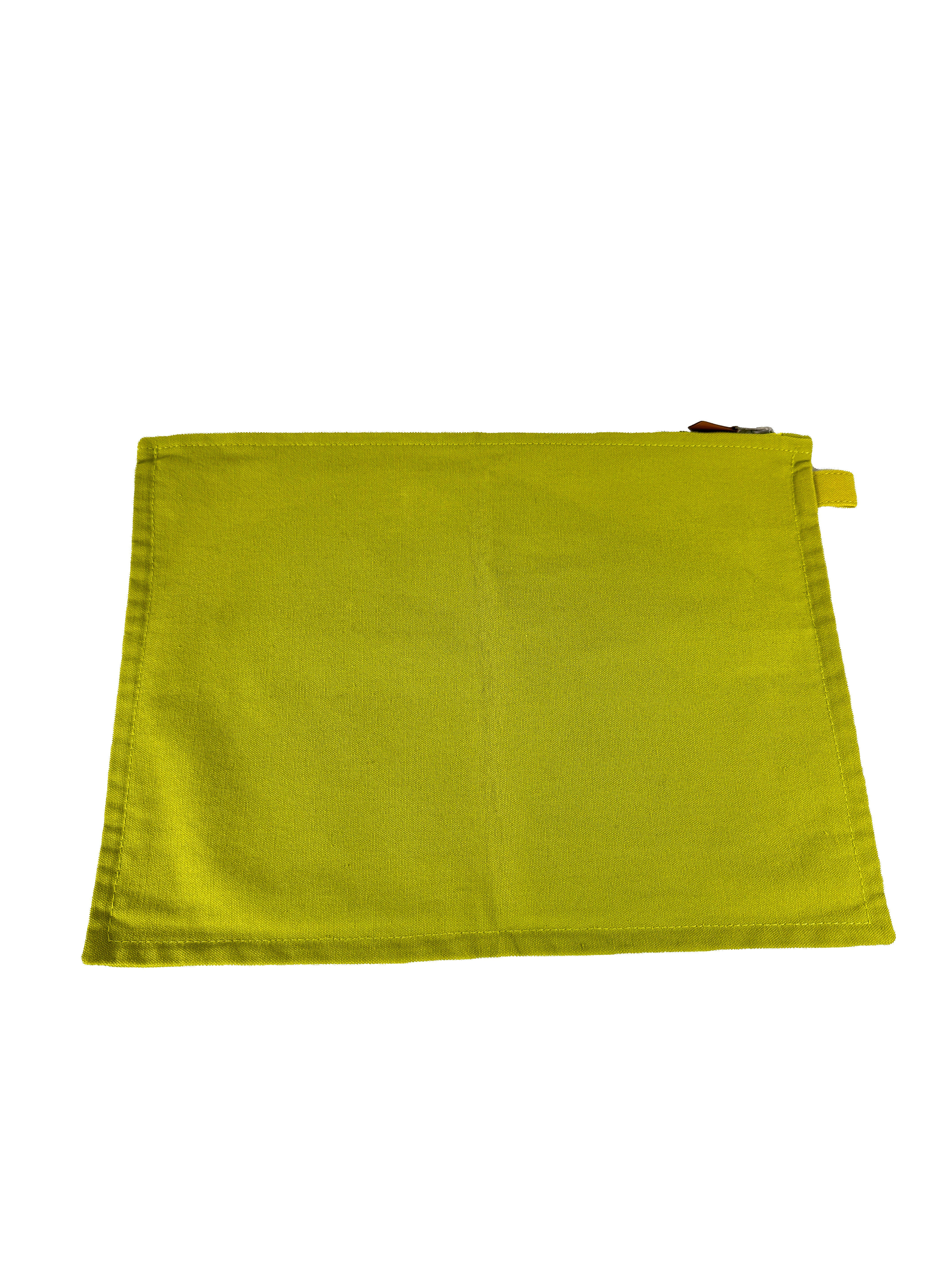 Hermès lime green Bora Bora travel pouch set
