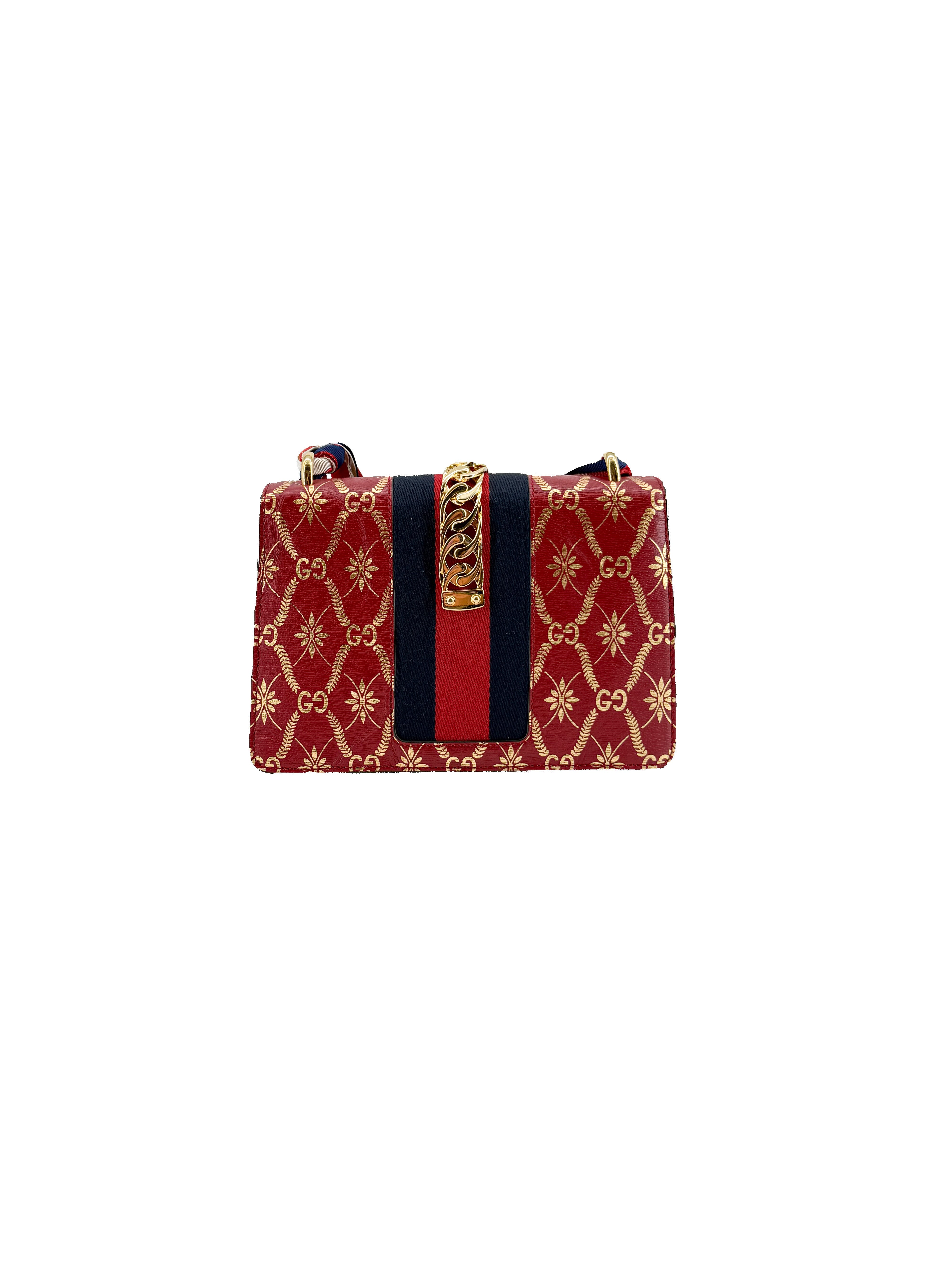 Gucci red small print Sylvie shoulder bag 524405 493075