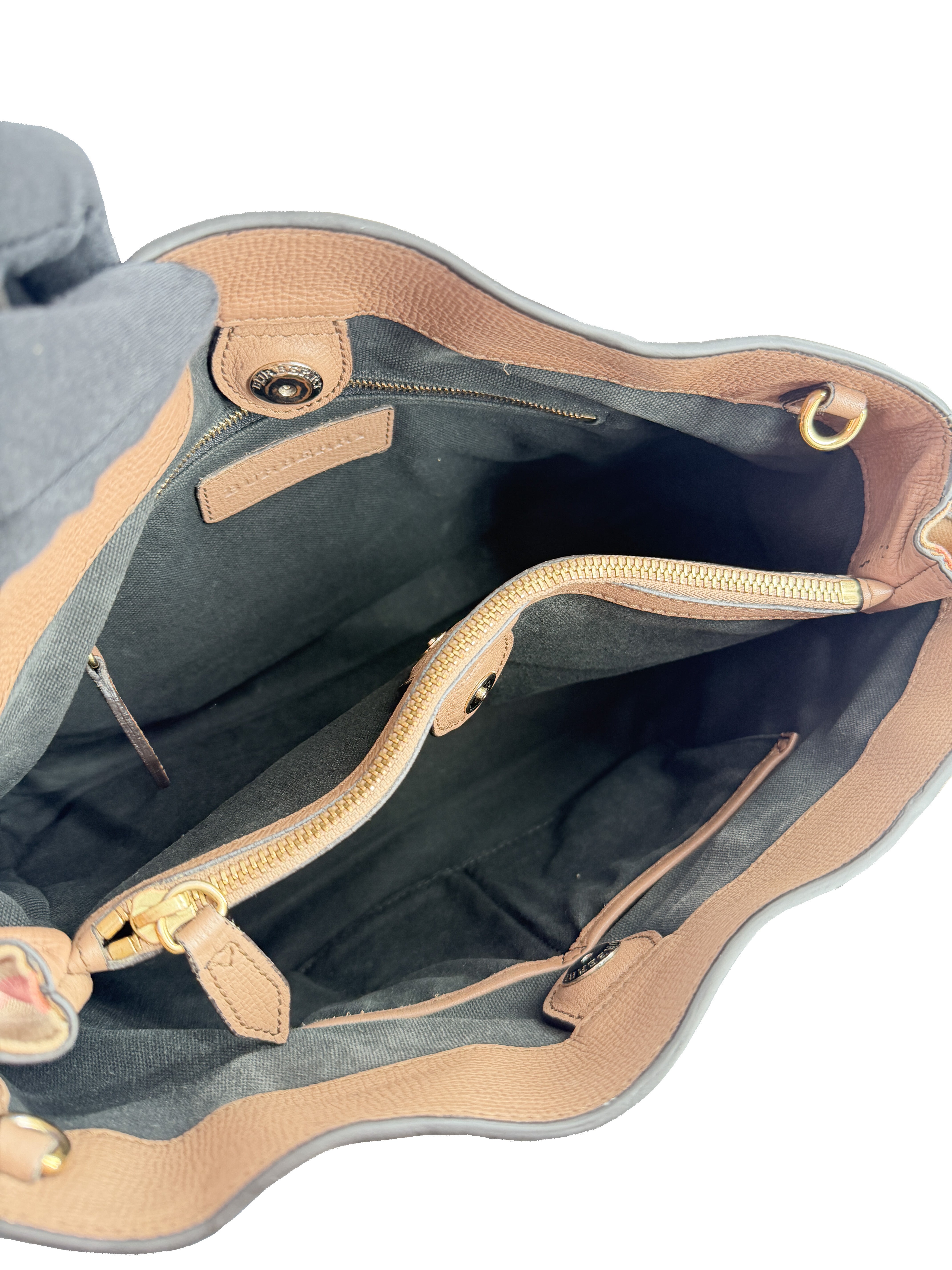 Burberry brown leather medium Banner check tote