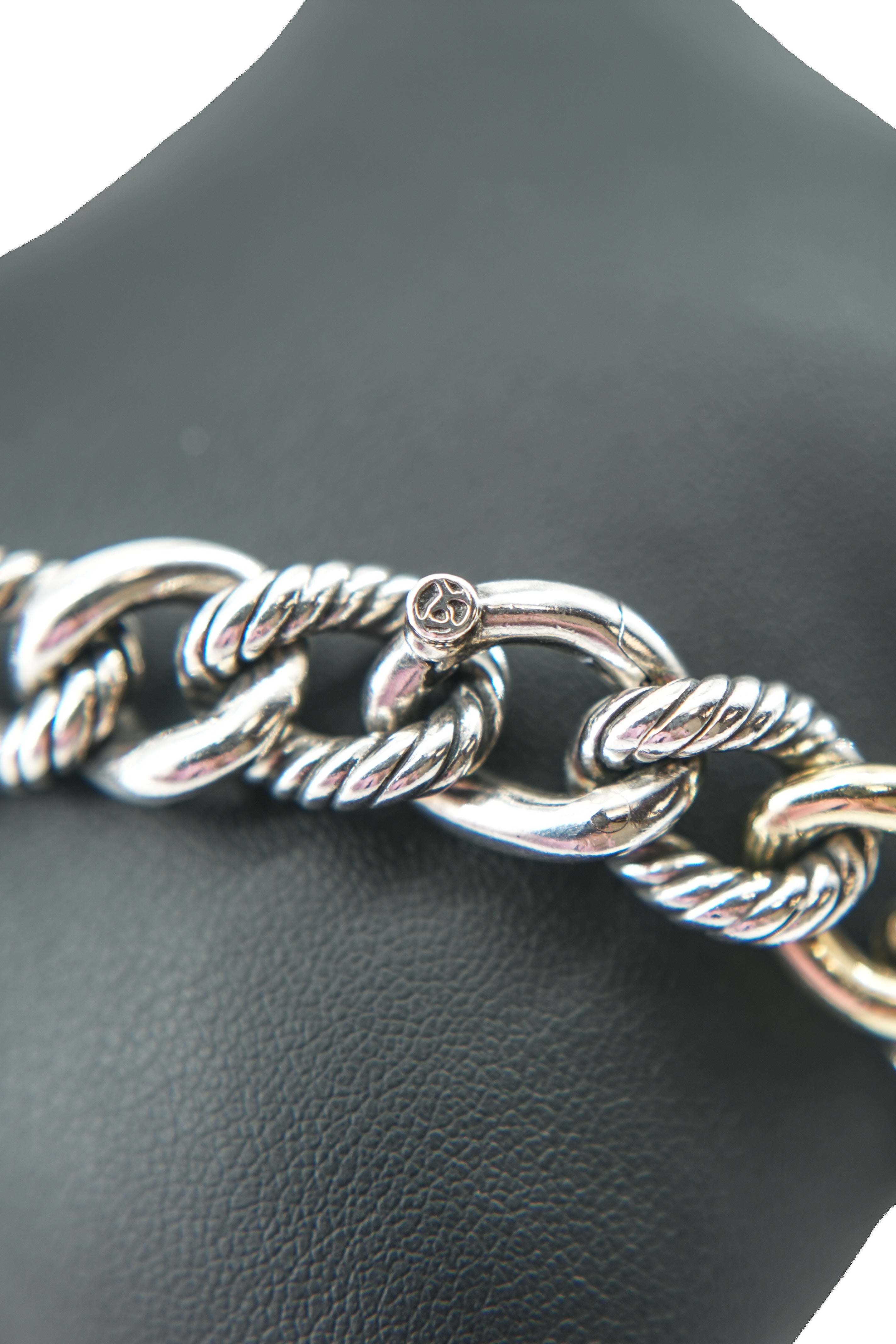 David Yurman sterling silver, yellow gold Belmont curb bracelet