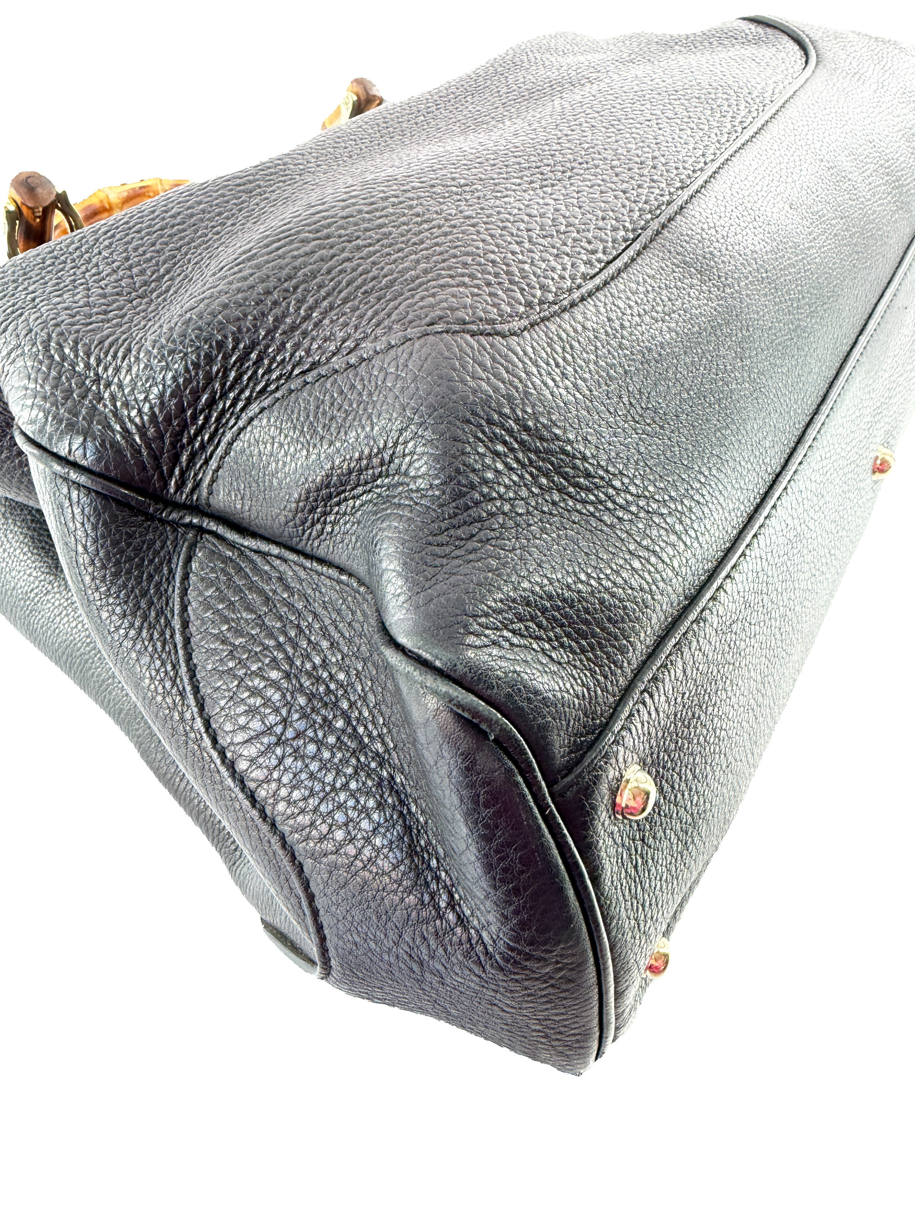 Gucci medium Diana black leather Bamboo tote 282317 203998