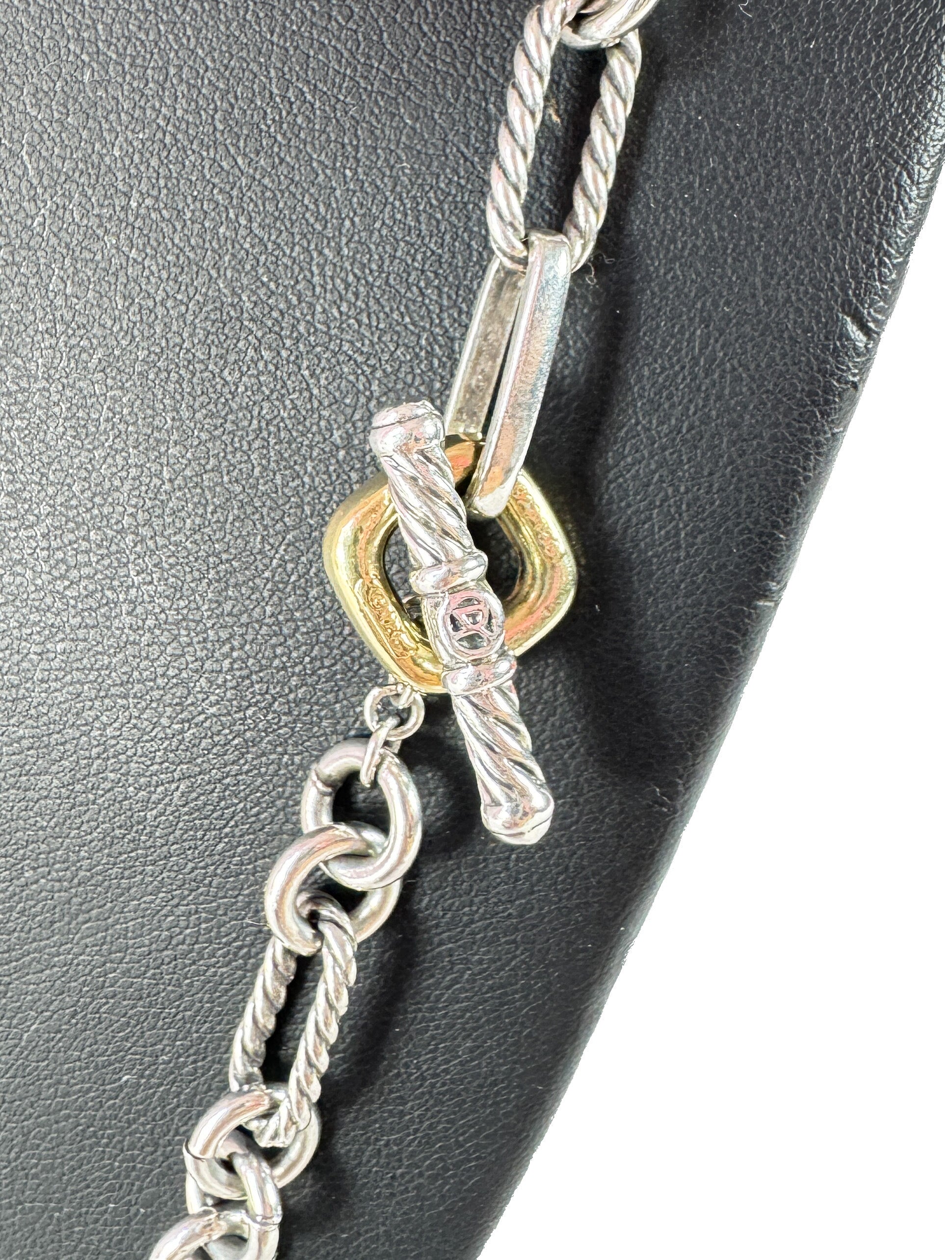 David Yurman sterling silver, yellow gold Figaro toggle necklace