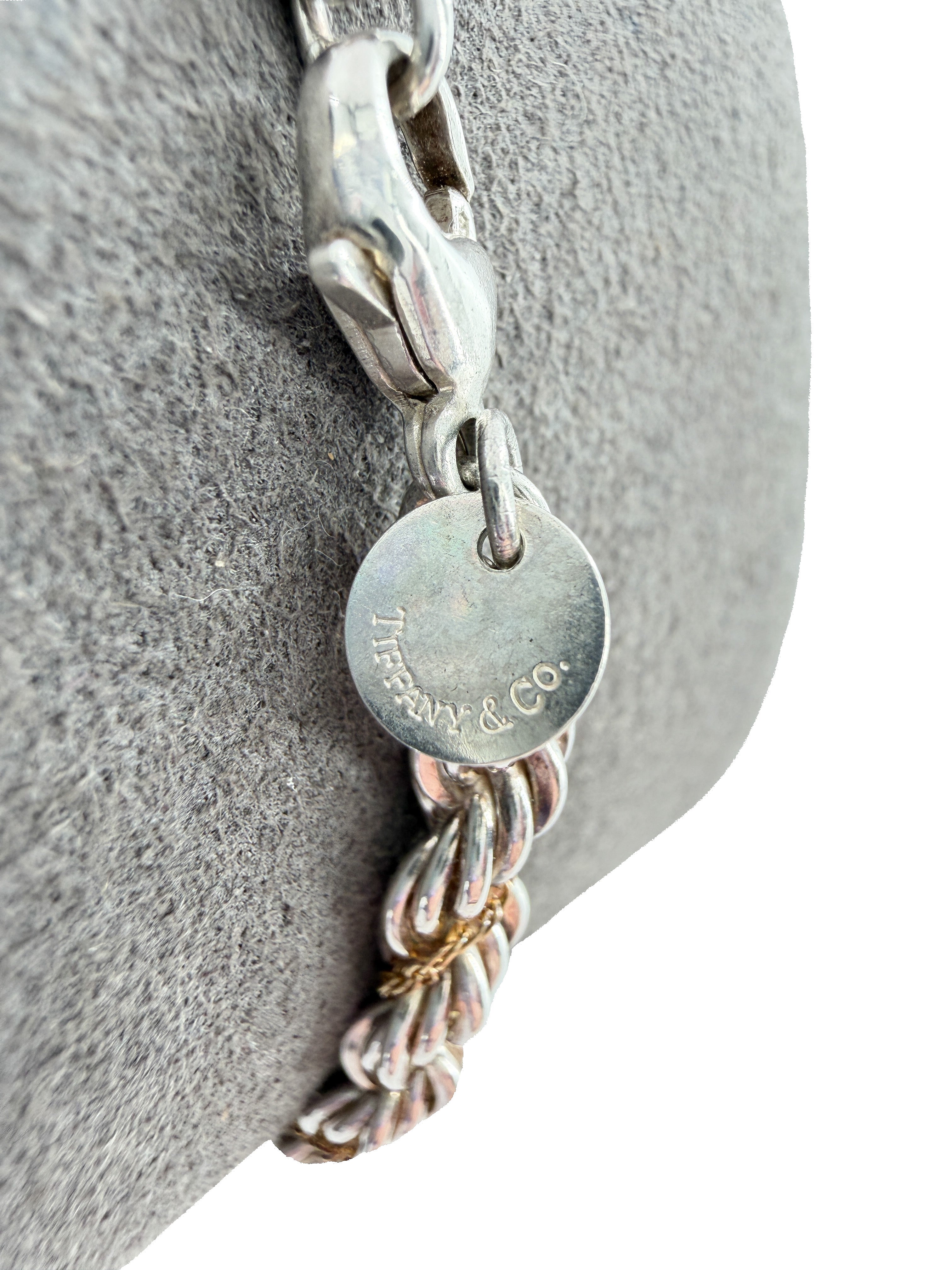 Tiffany & Co sterling silver, 18k yellow gold woven bracelet