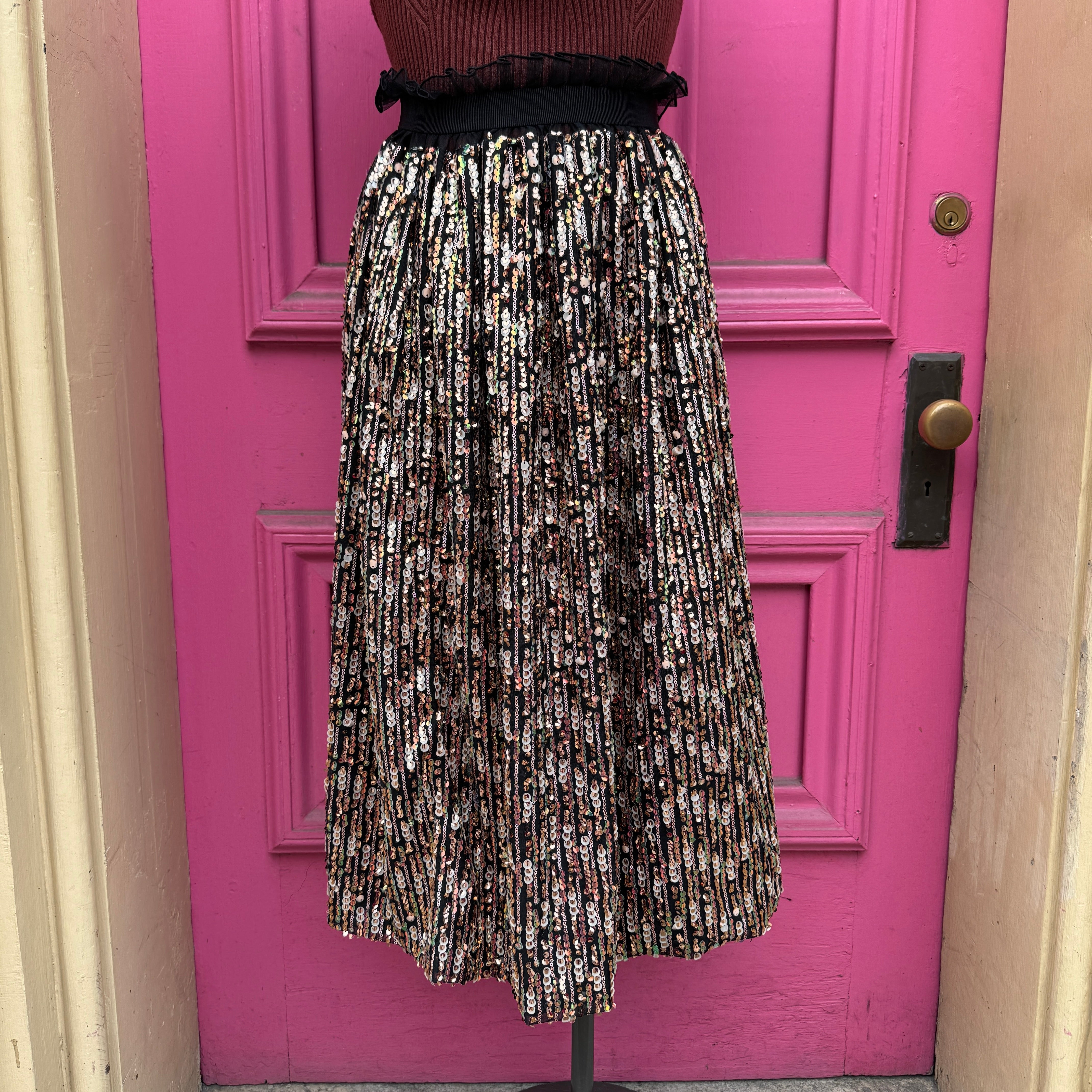 Corey Lynn Calter bronze sequined skirt size S NWT
