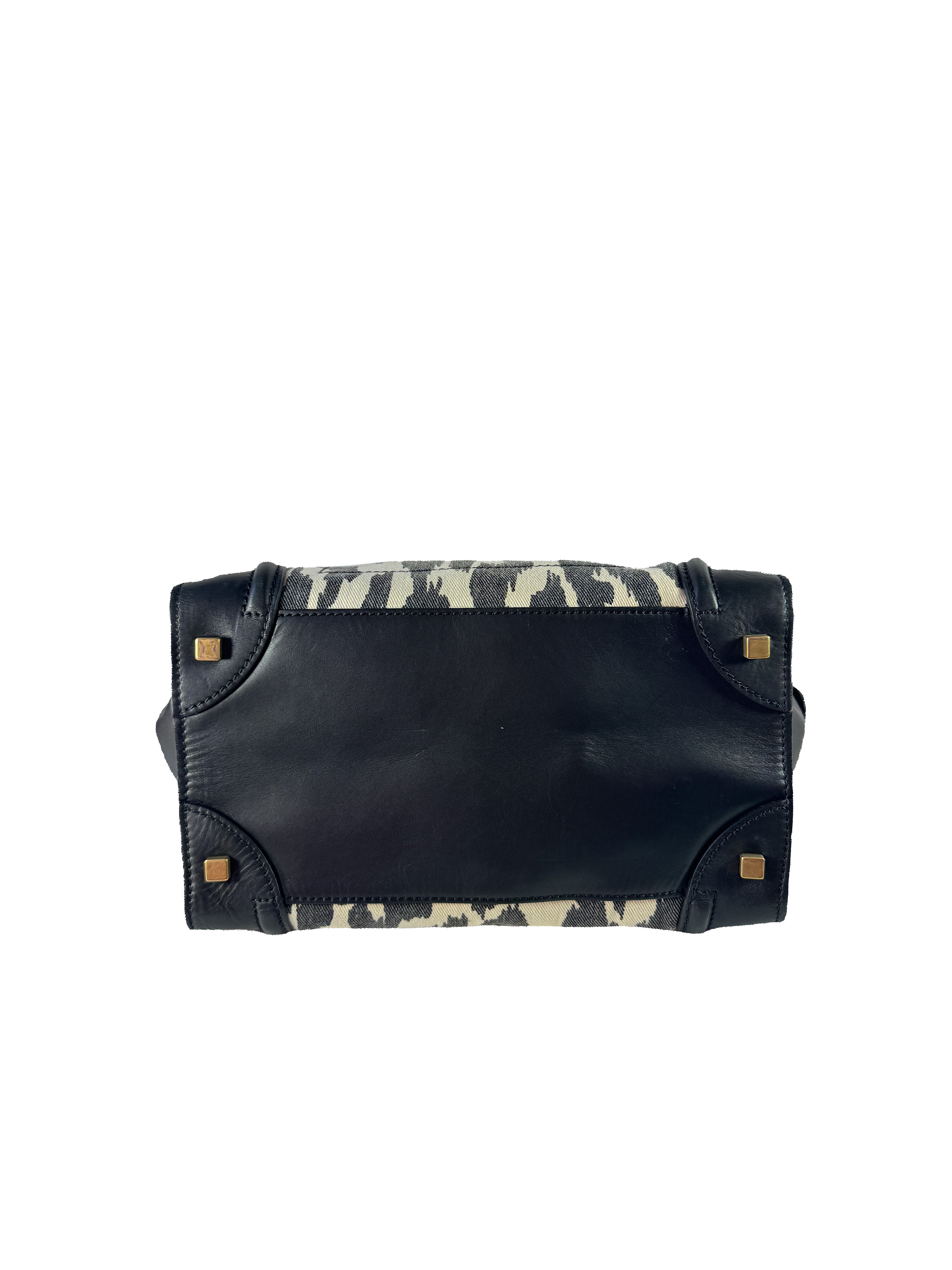 Celine black/white leopard print leather Luggage Mini S-AT-1121 F-CE-1121