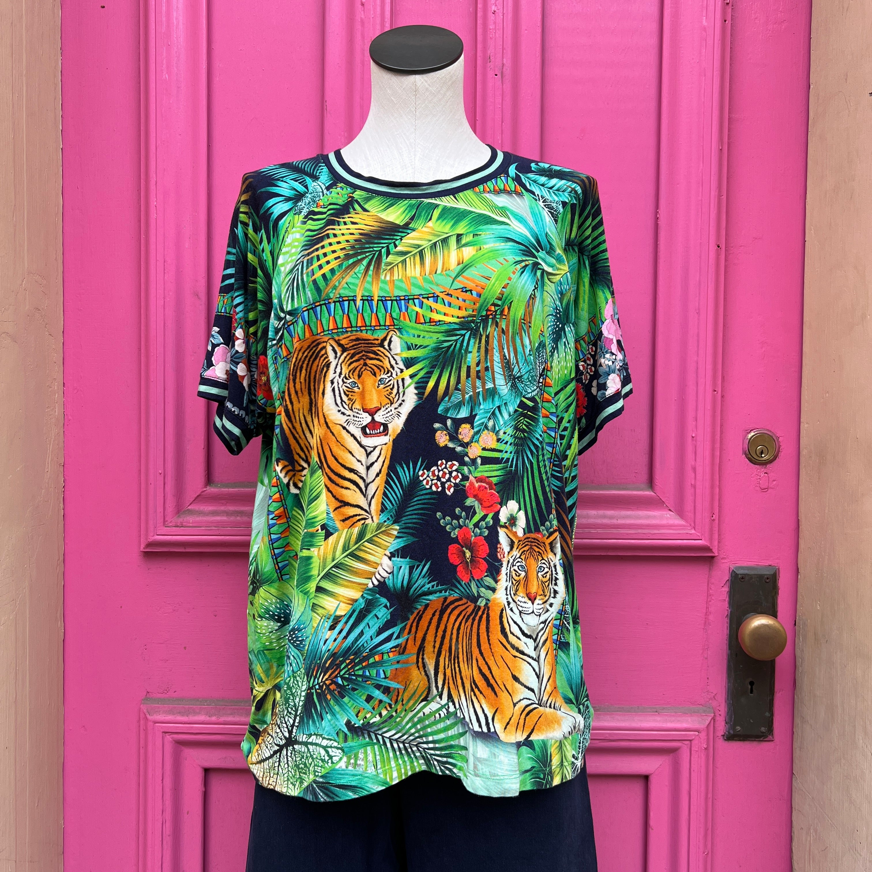 Johnny Was tiger floral tee size L