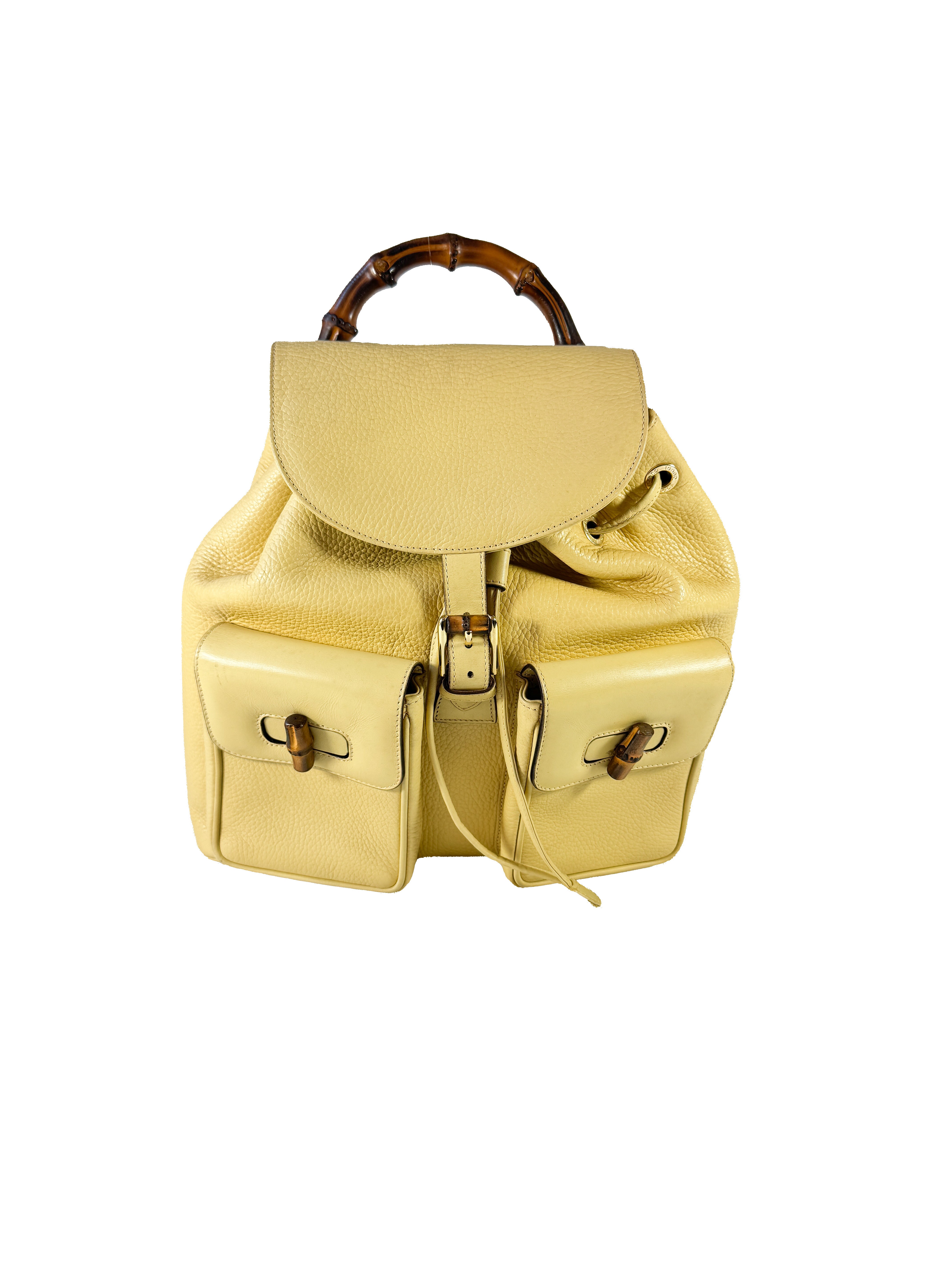 Gucci yellow leather vintage Bamboo backpack 003-58-0016
