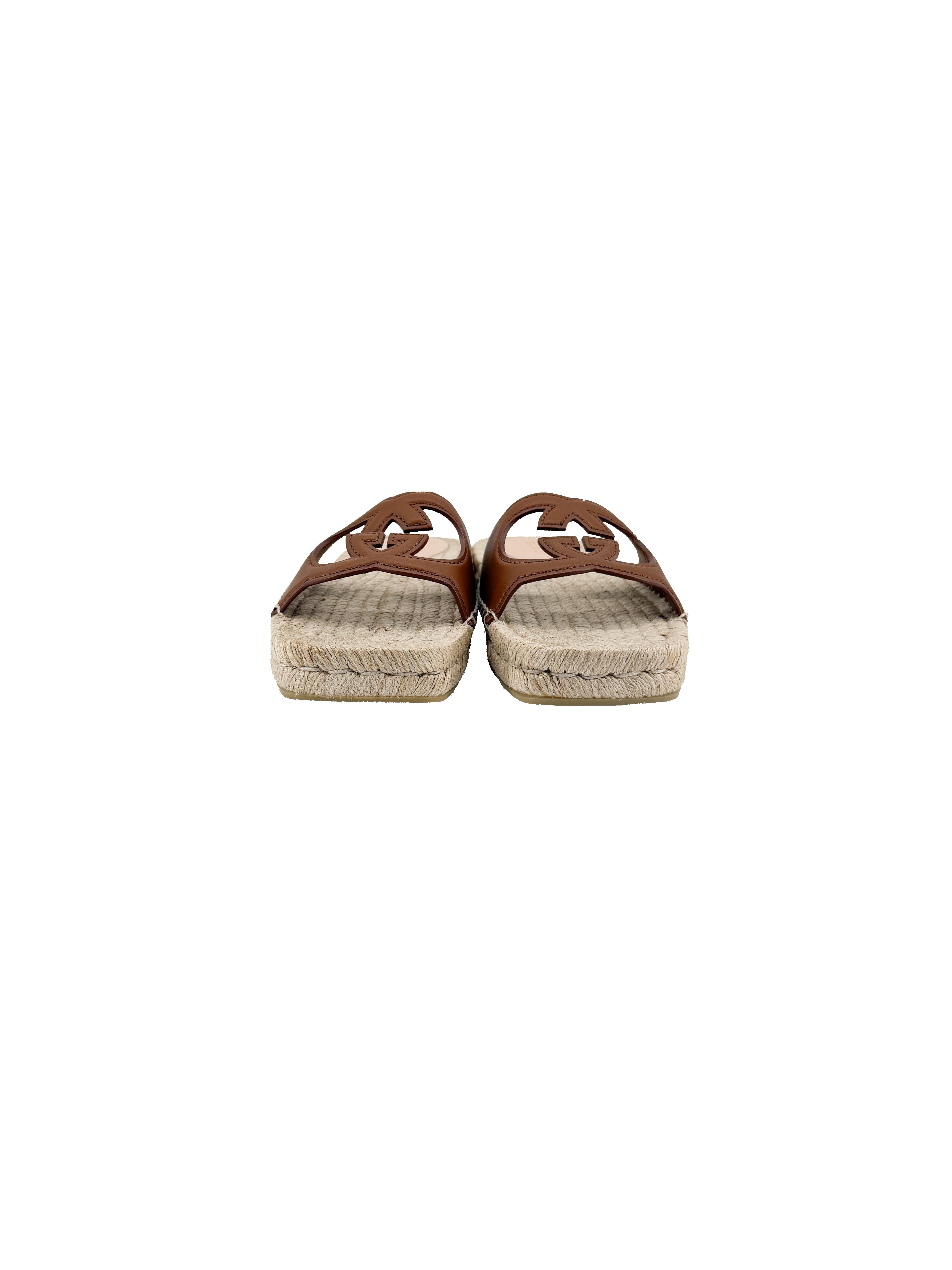 Gucci interlocking G espadrille slides size 37 NEW BOX