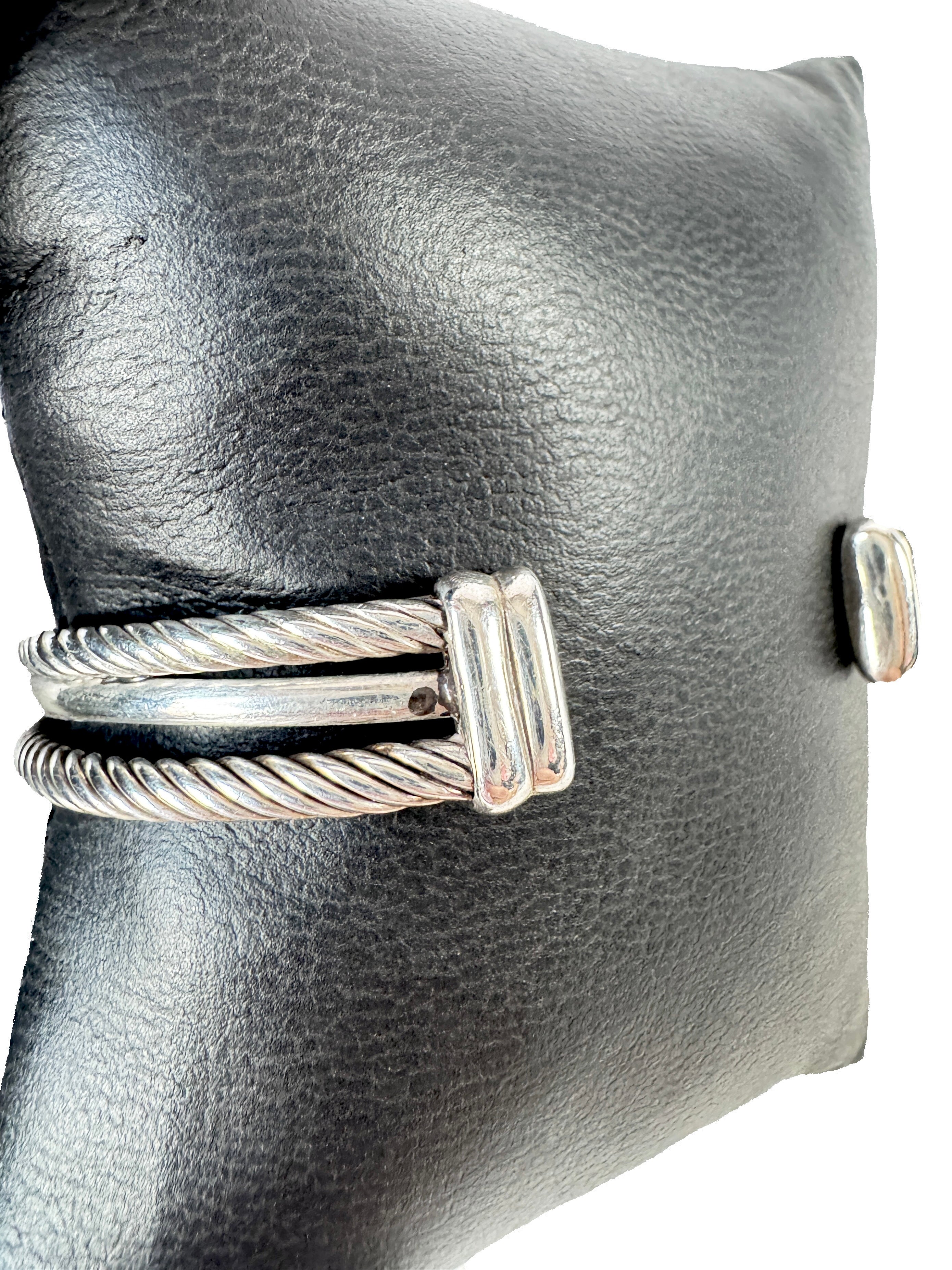 David Yurman sterling silver & diamonds crossover X cuff cable bangle current retail $975