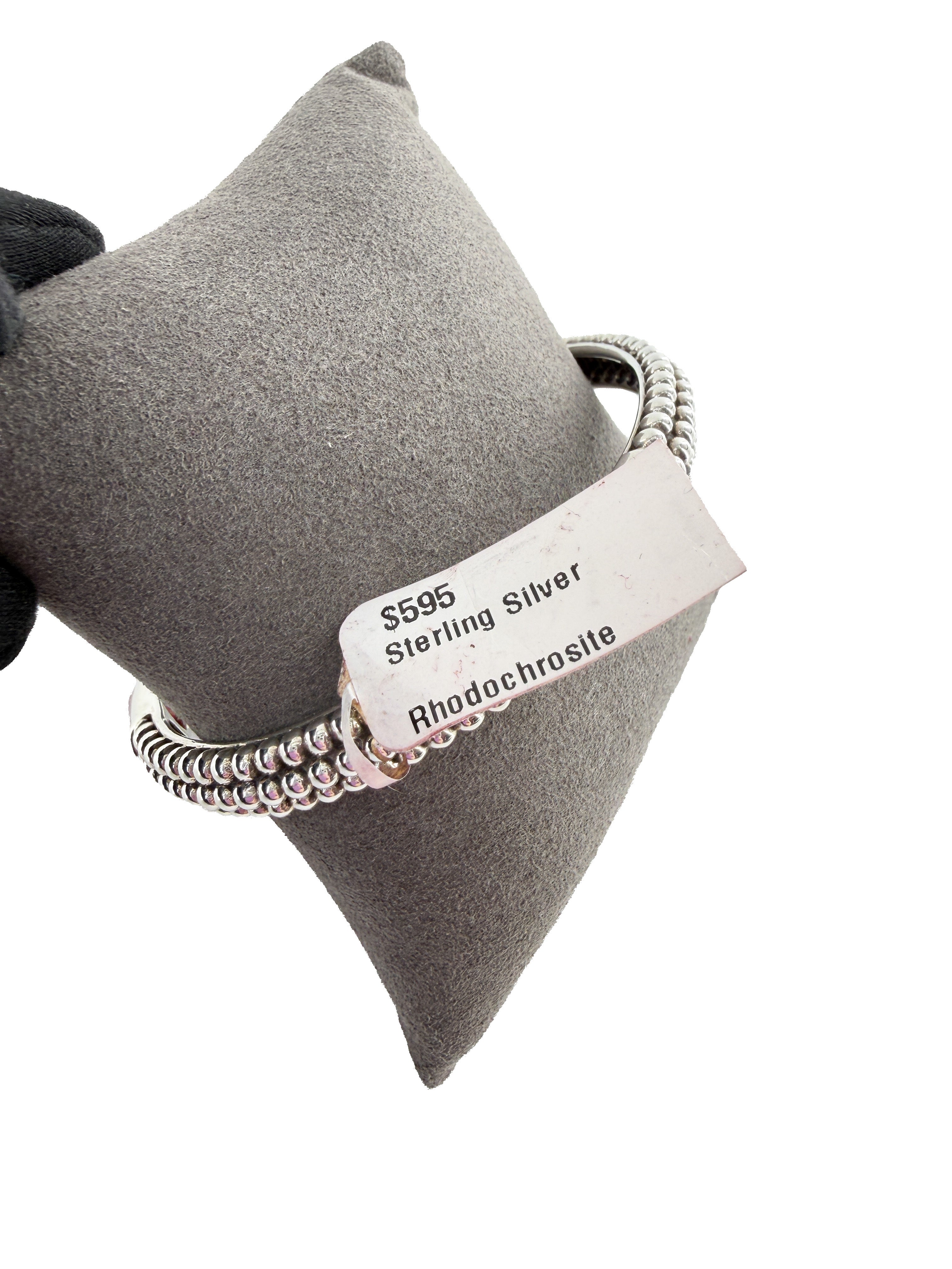 Lagos sterling silver, rhodochrosite doublet Maya bangle NWT