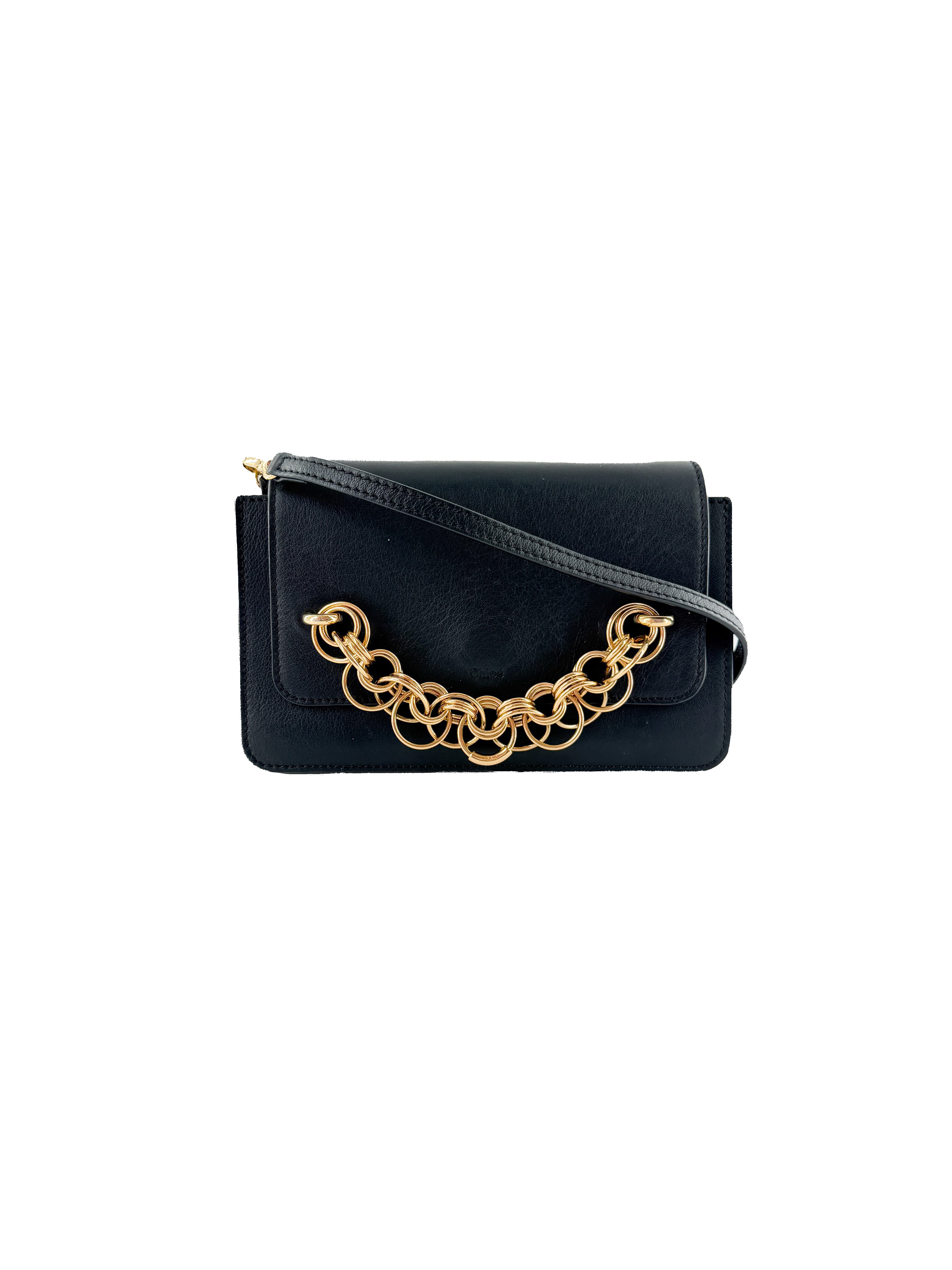 Chloé black Drew Bijou clutch with strap 04-18-60-65