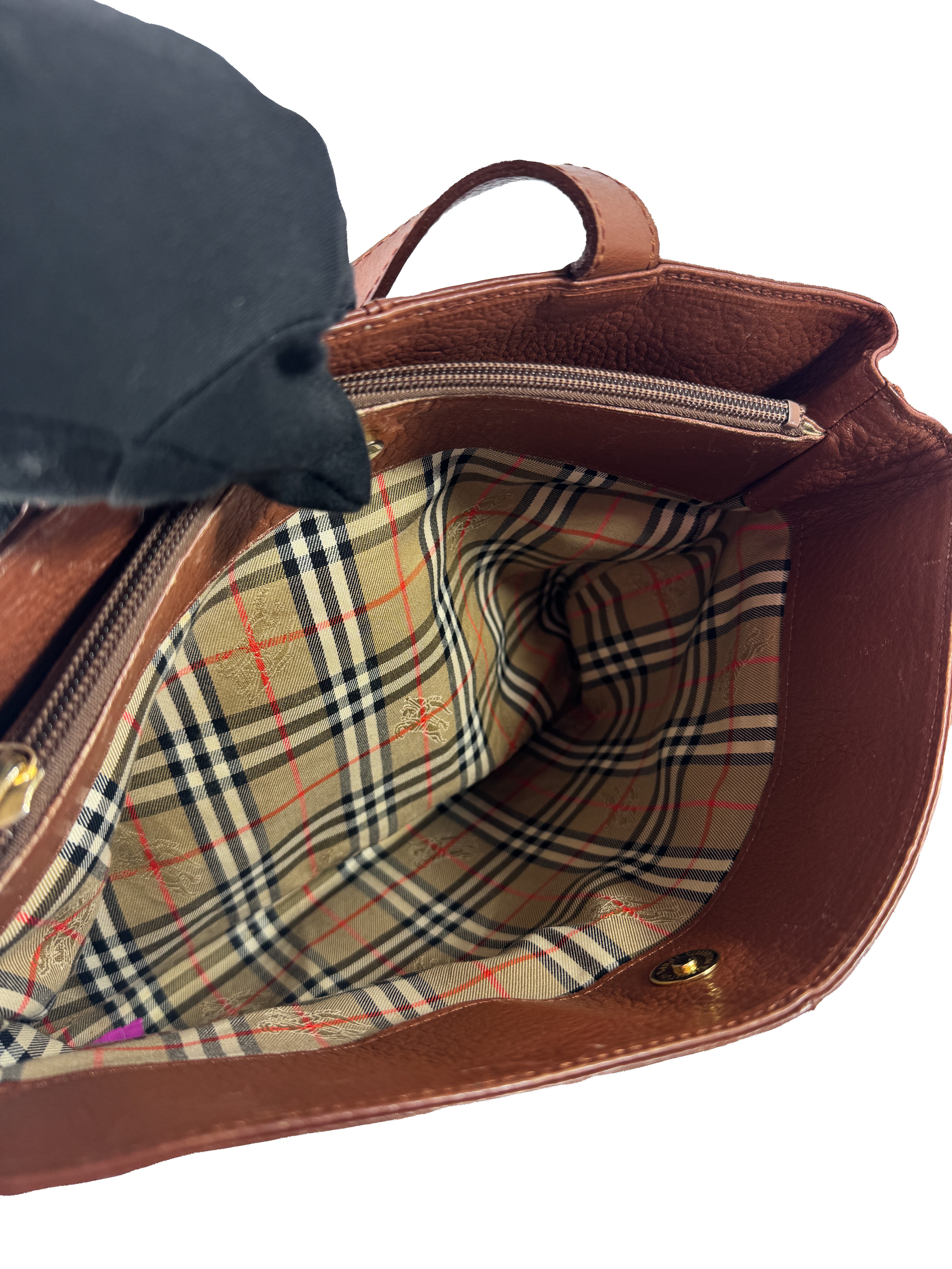 Burberry brown leather vintage small tote