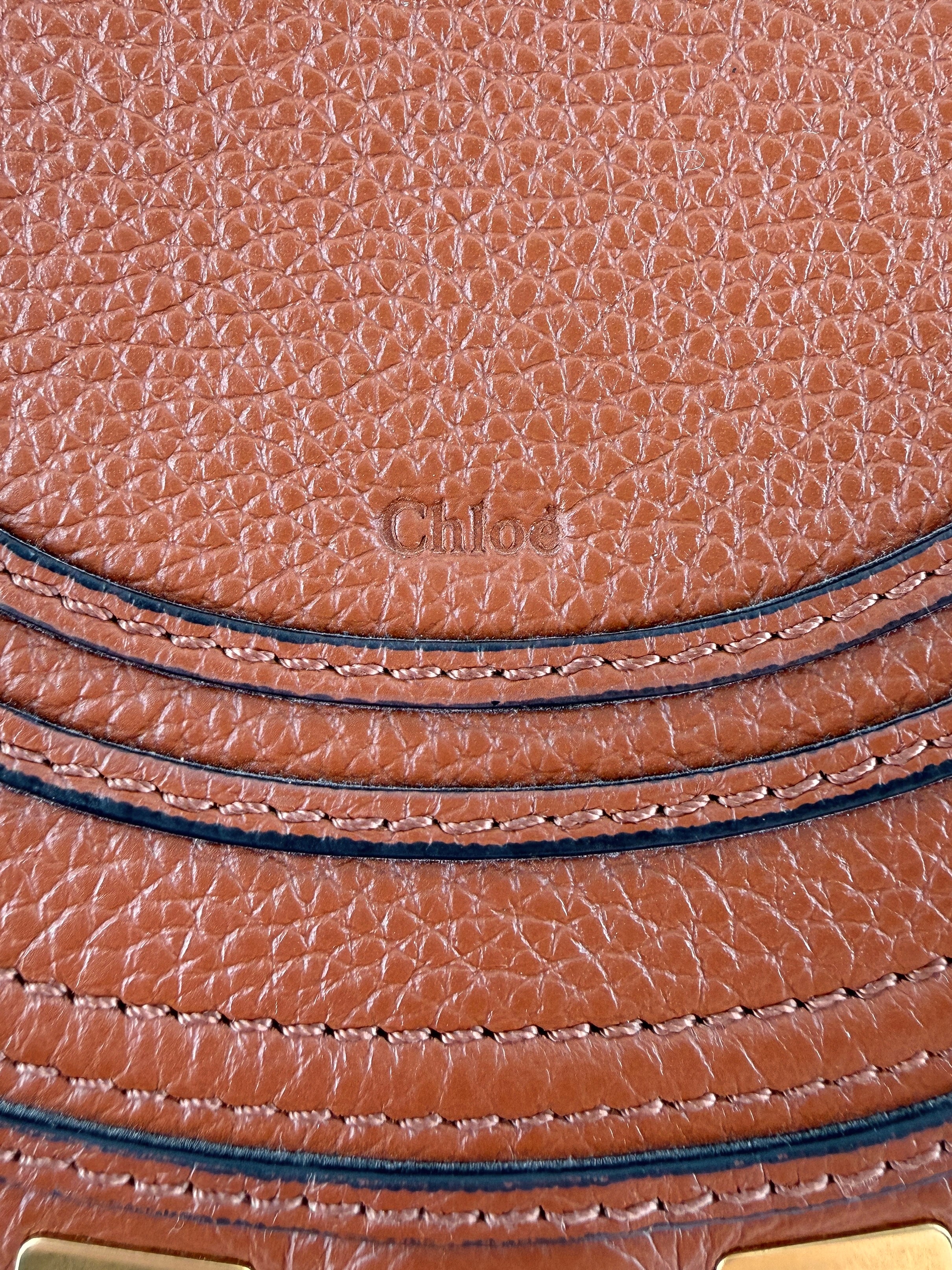 Chloé brown leather raffia Marcie crossbody 02-22-60-65