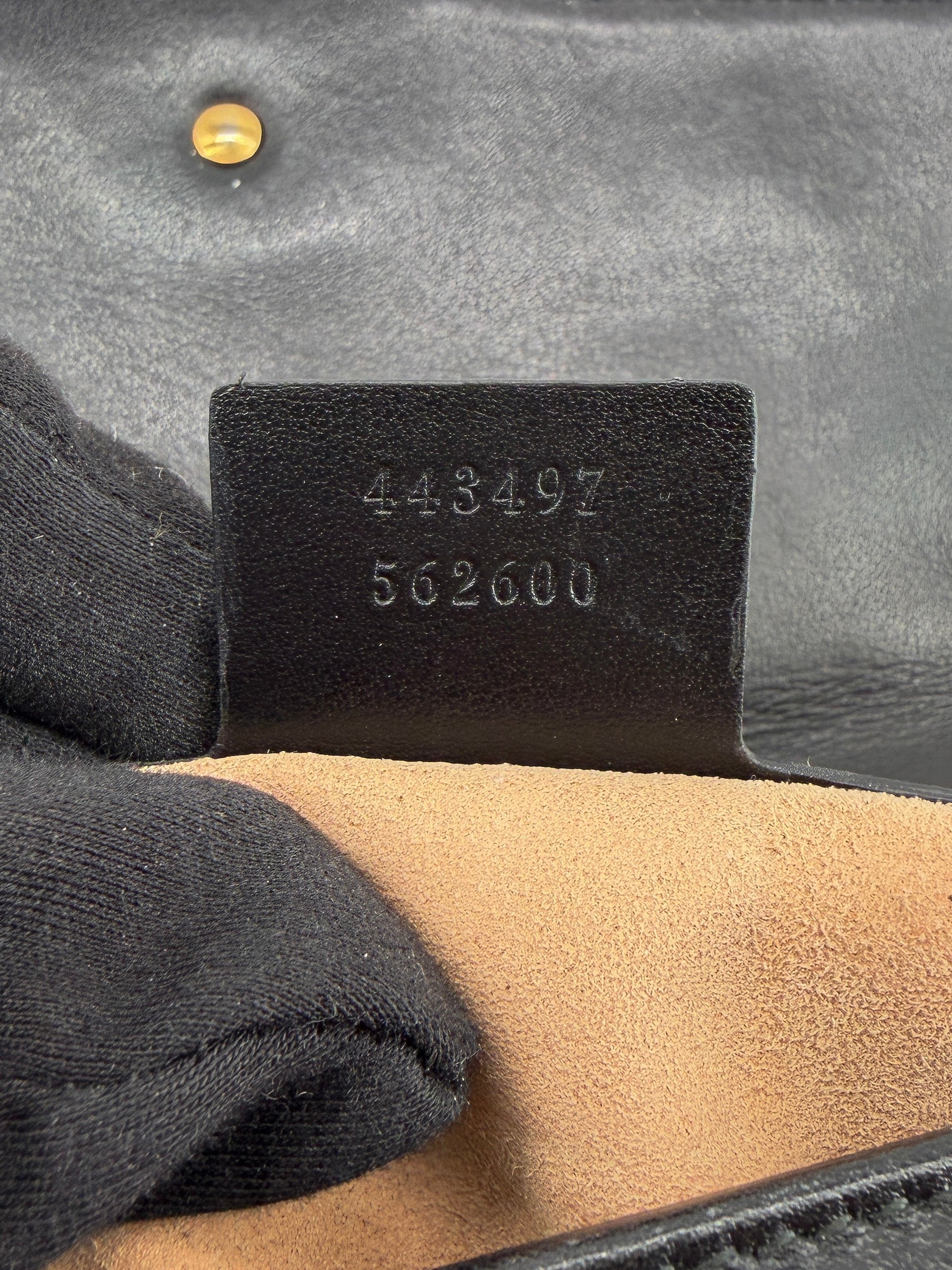 Gucci black quilted small Marmont flap shoulder bag 443497