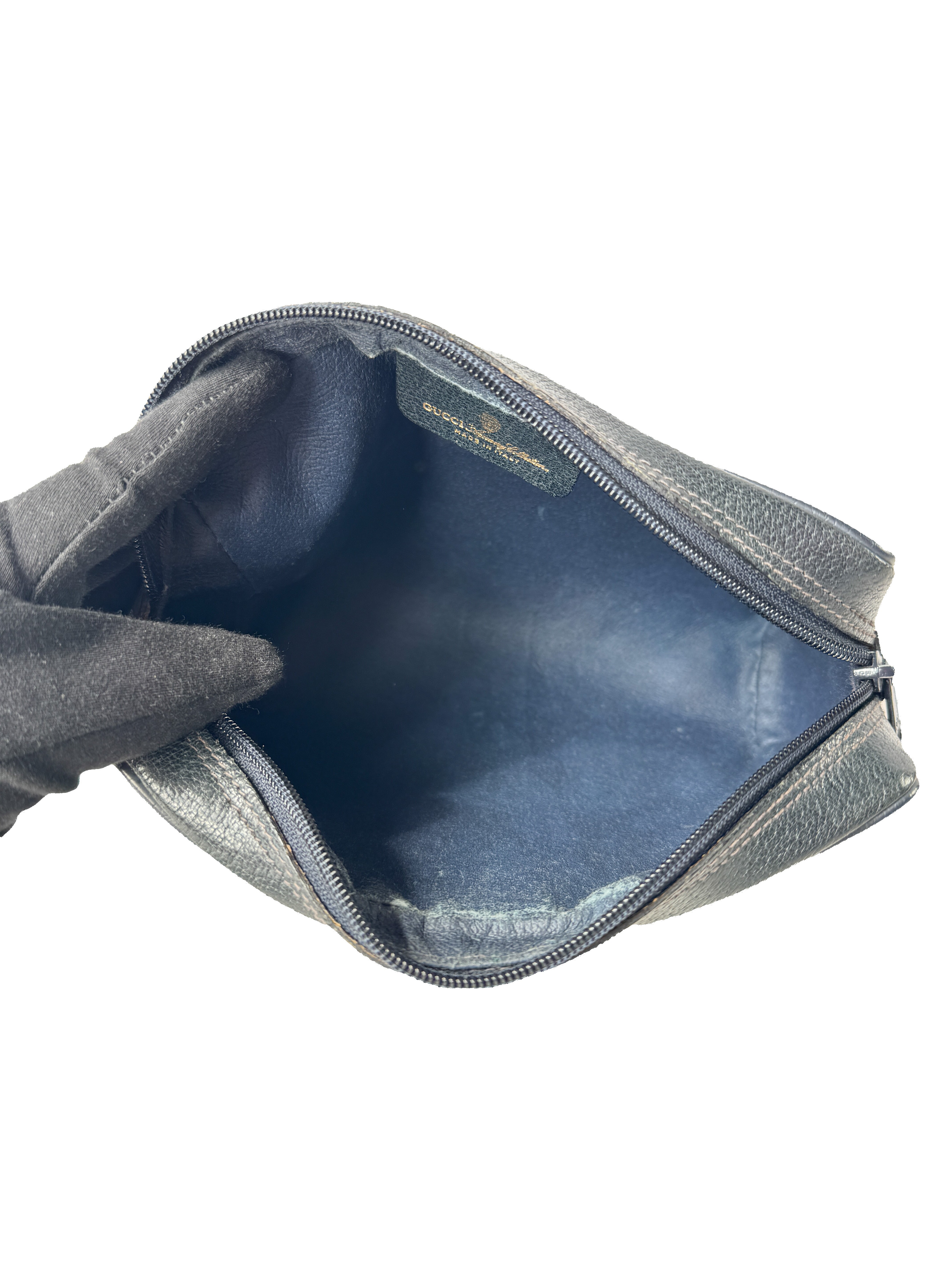 Gucci GG supreme sherry line vintage navy pouch 98.56.01.012