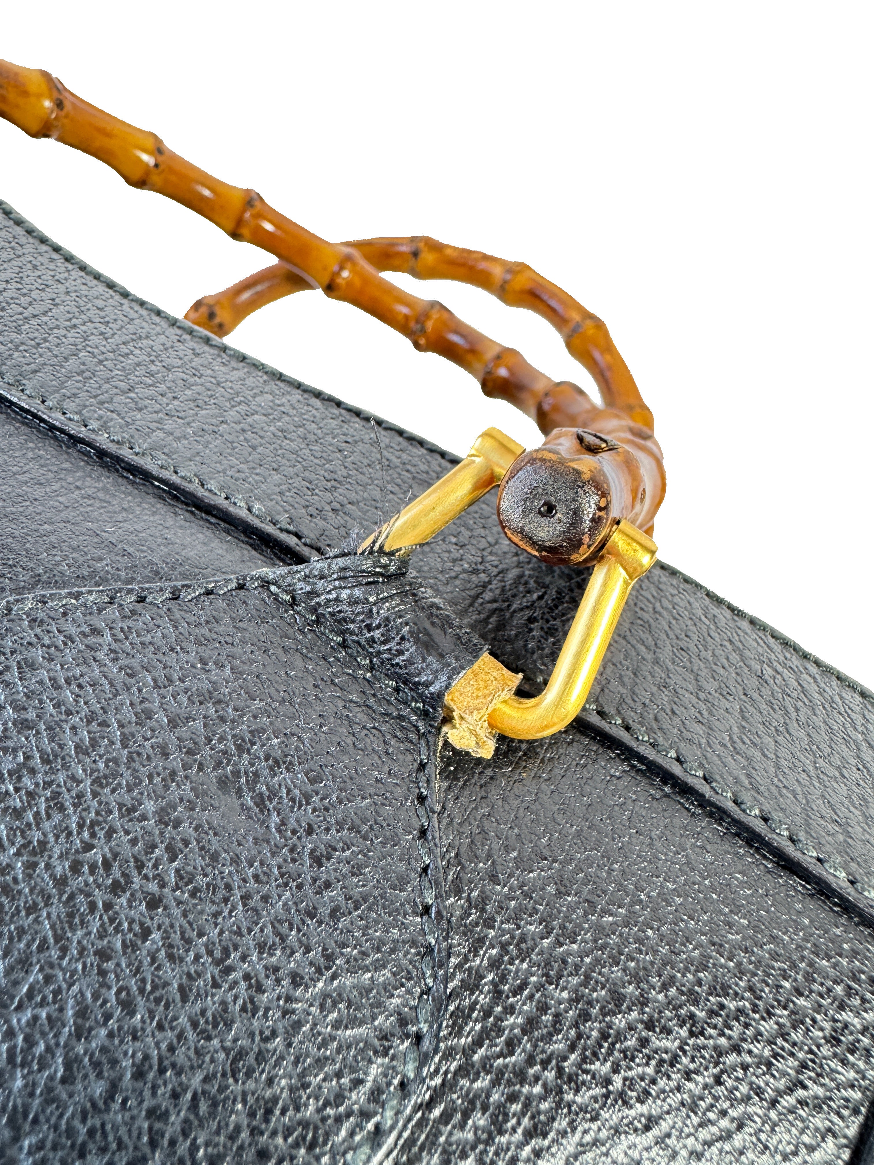 Gucci black leather vintage Diana bamboo tote 002-1186-0260 *as is*