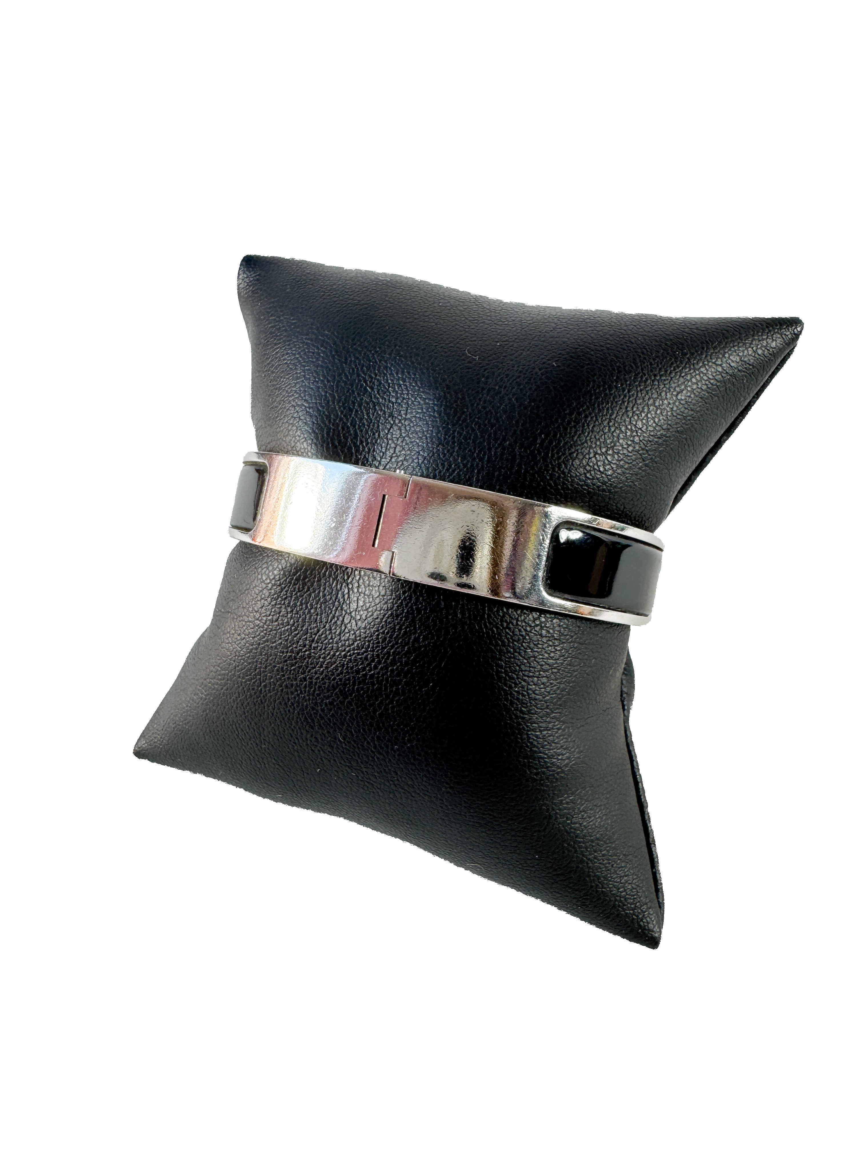Hermès black & silver Clic H bracelet PM