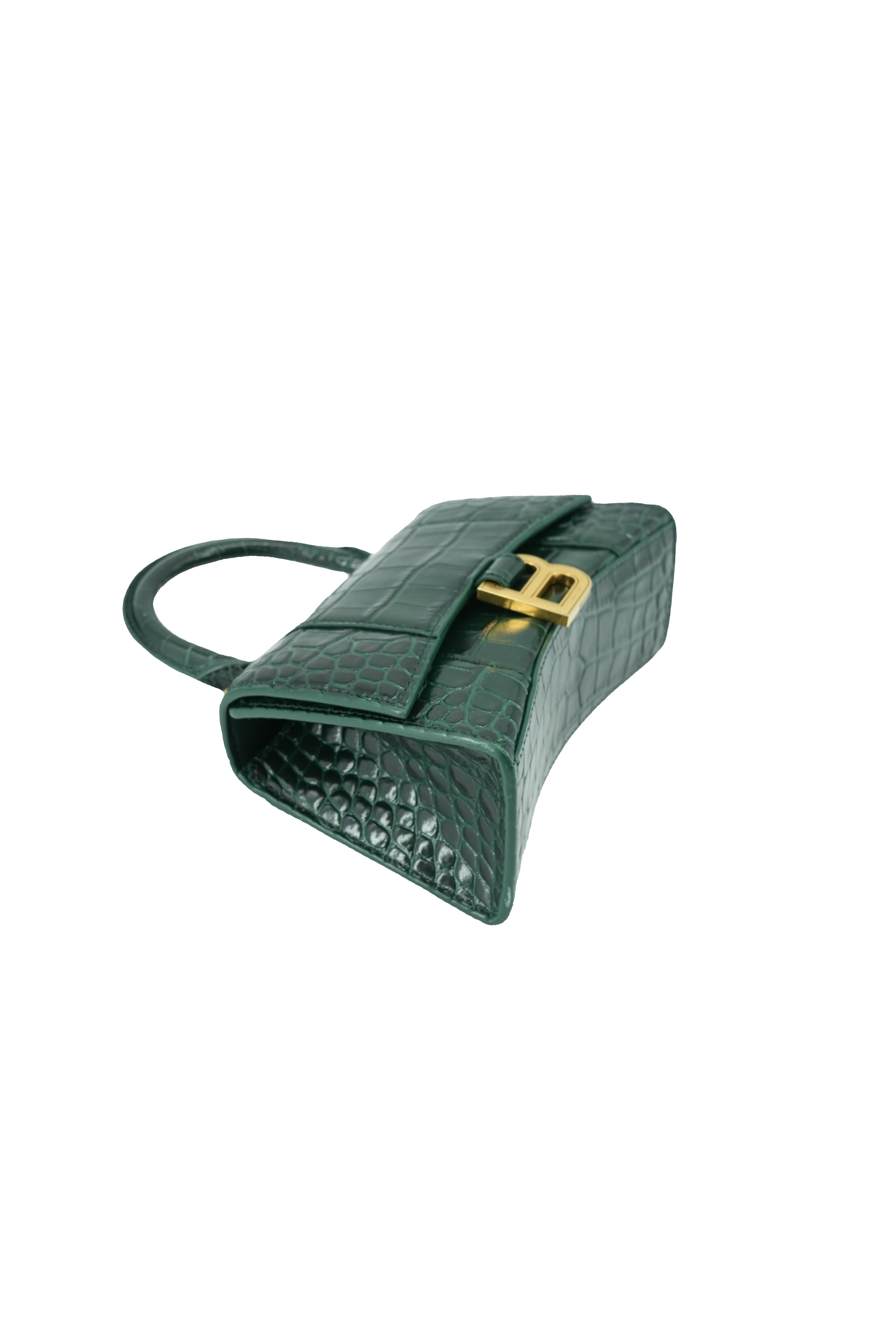 Balenciaga green croc embossed hourglass XS 493075