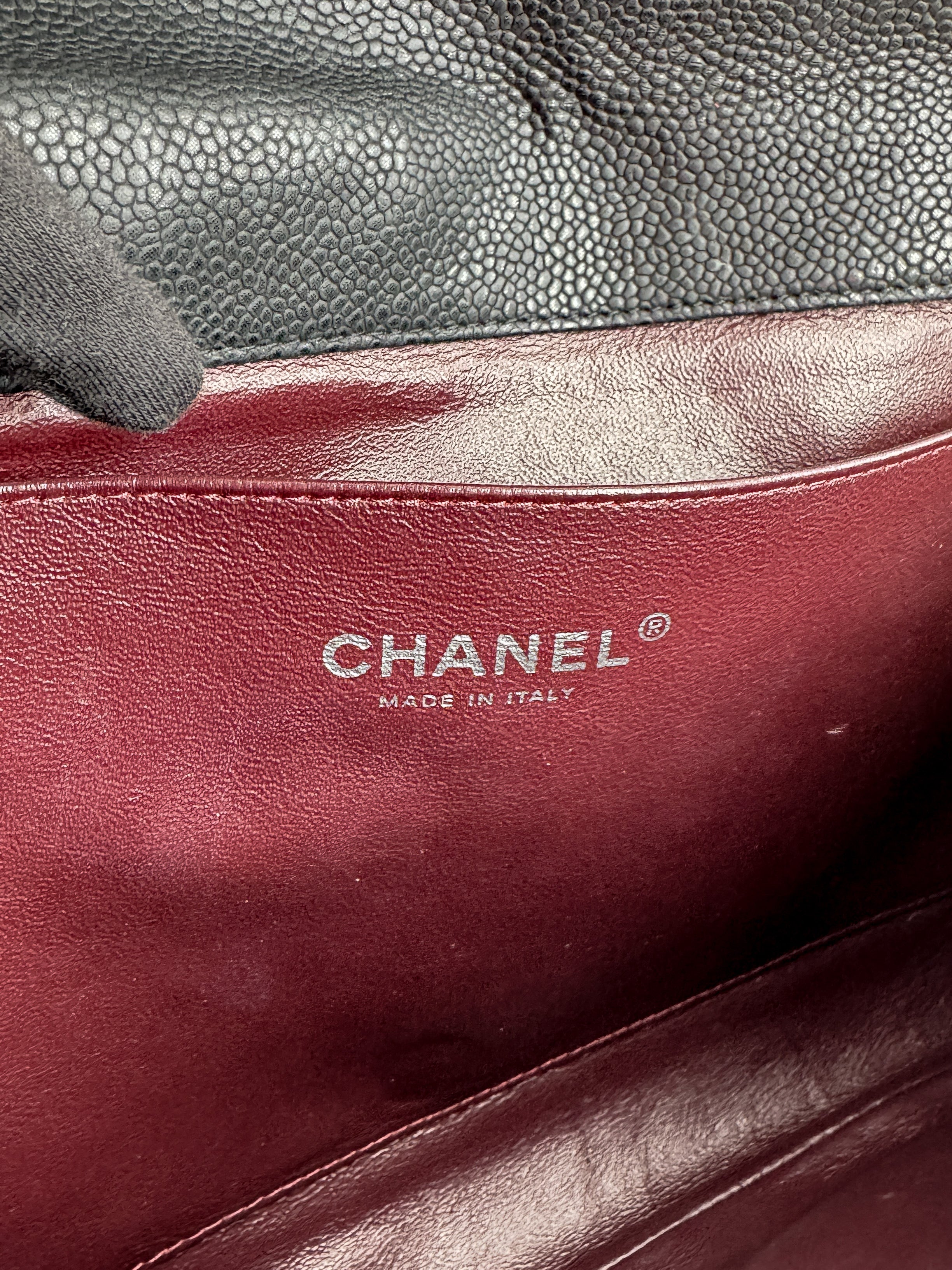 Chanel black caviar leather flap clutch w/chain 15951449