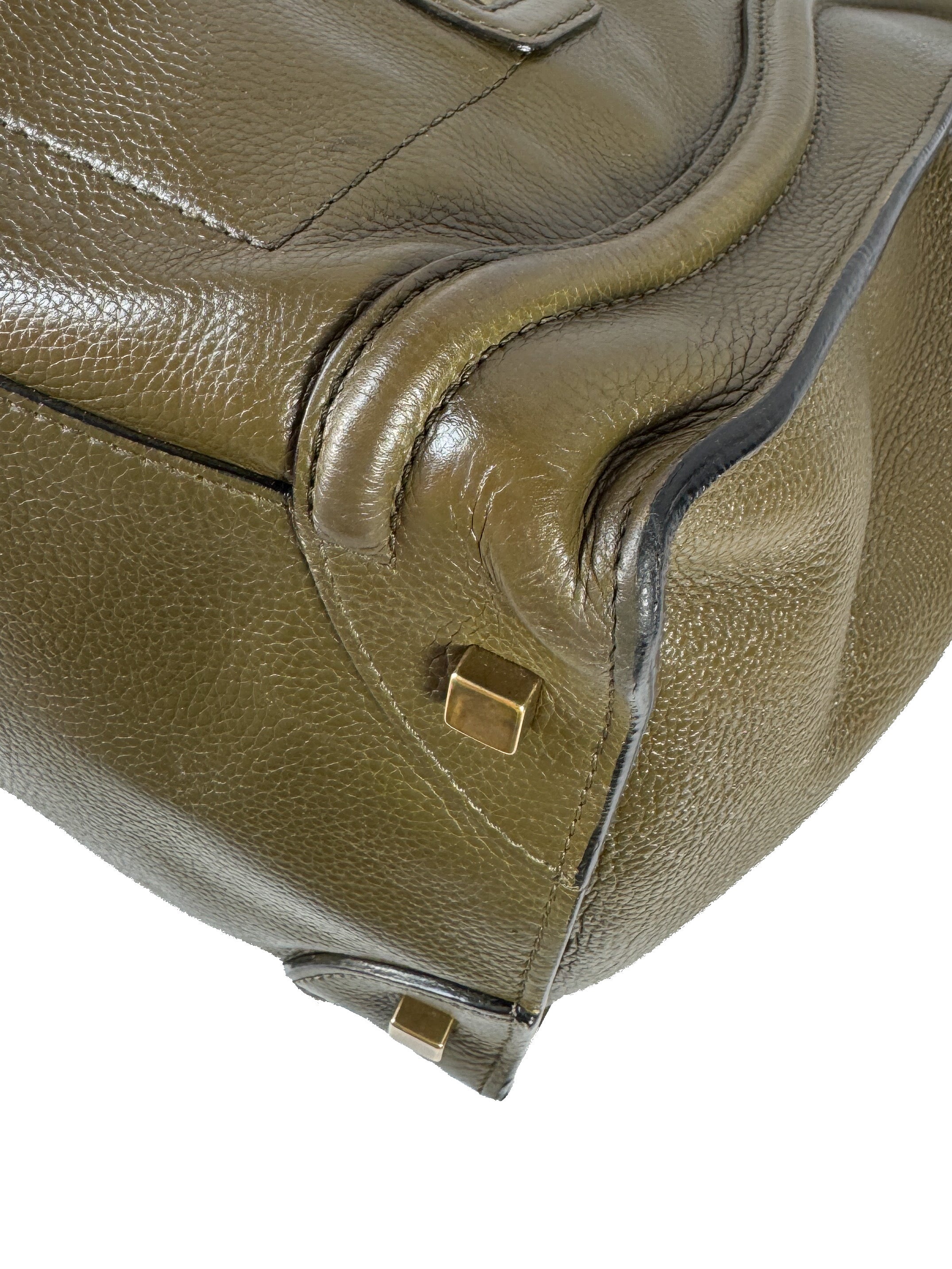 Celine olive leather mini luggage tote S-PA-1121