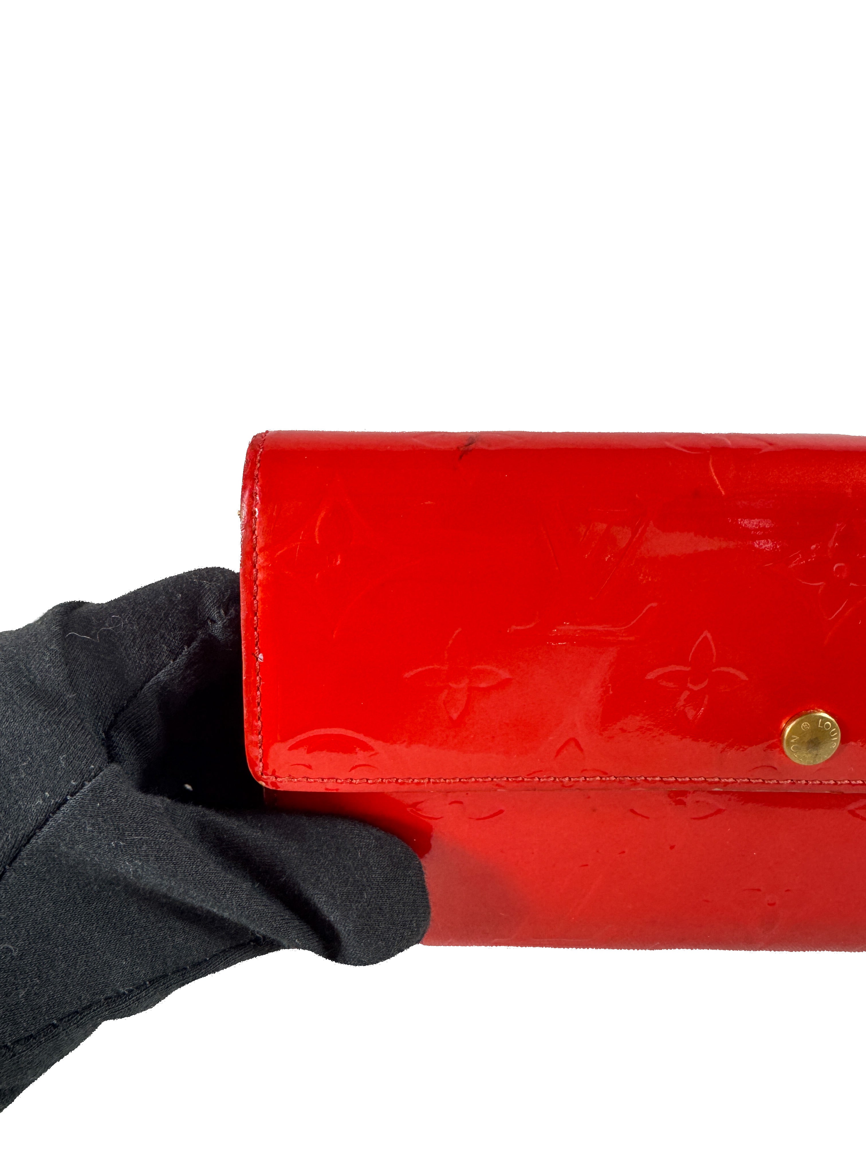 Louis Vuitton red vernis Sarah wallet TH0022 *as is*