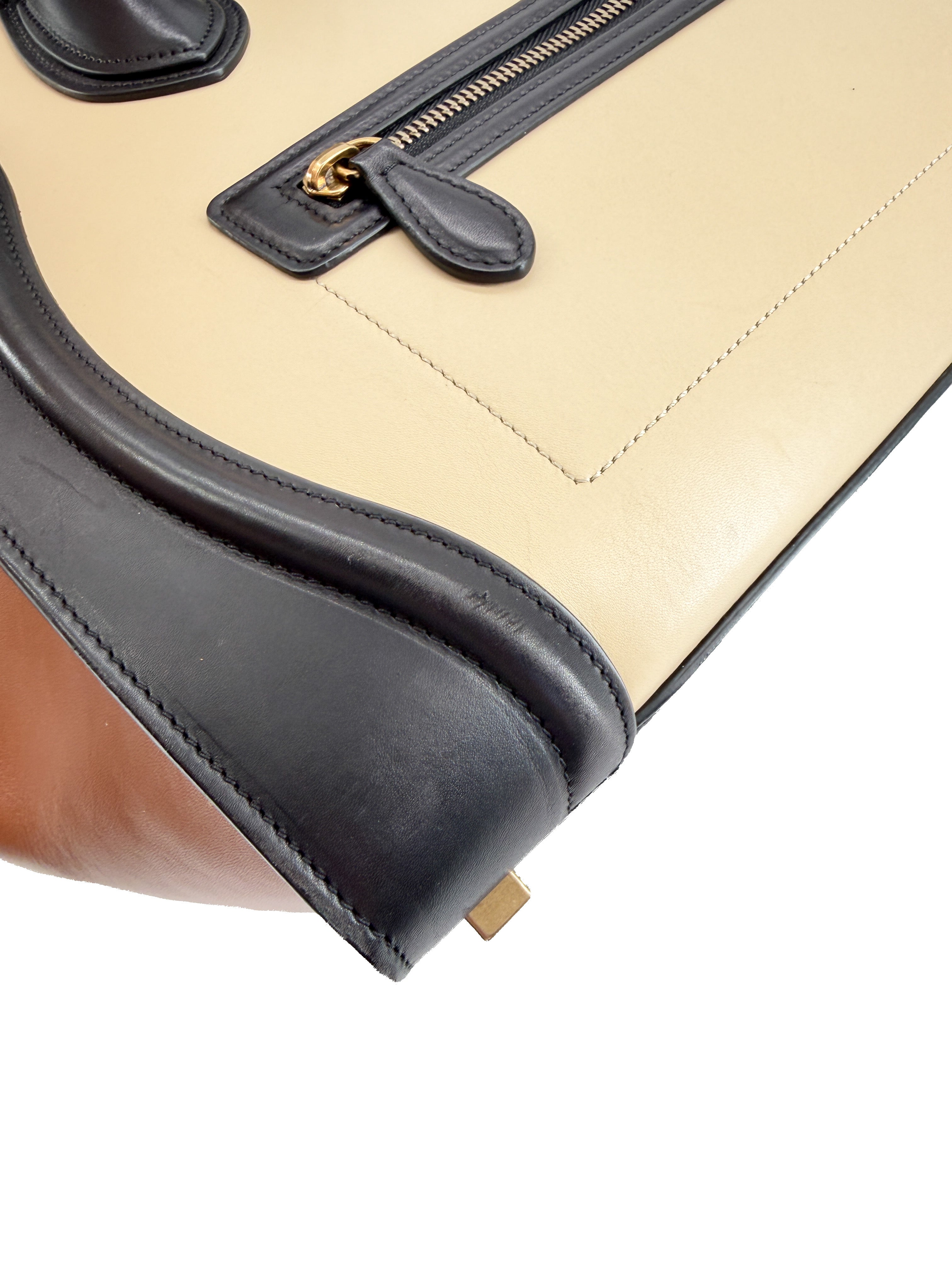 Celine tricolor cream, black, brown luggage mini F-CU-0144