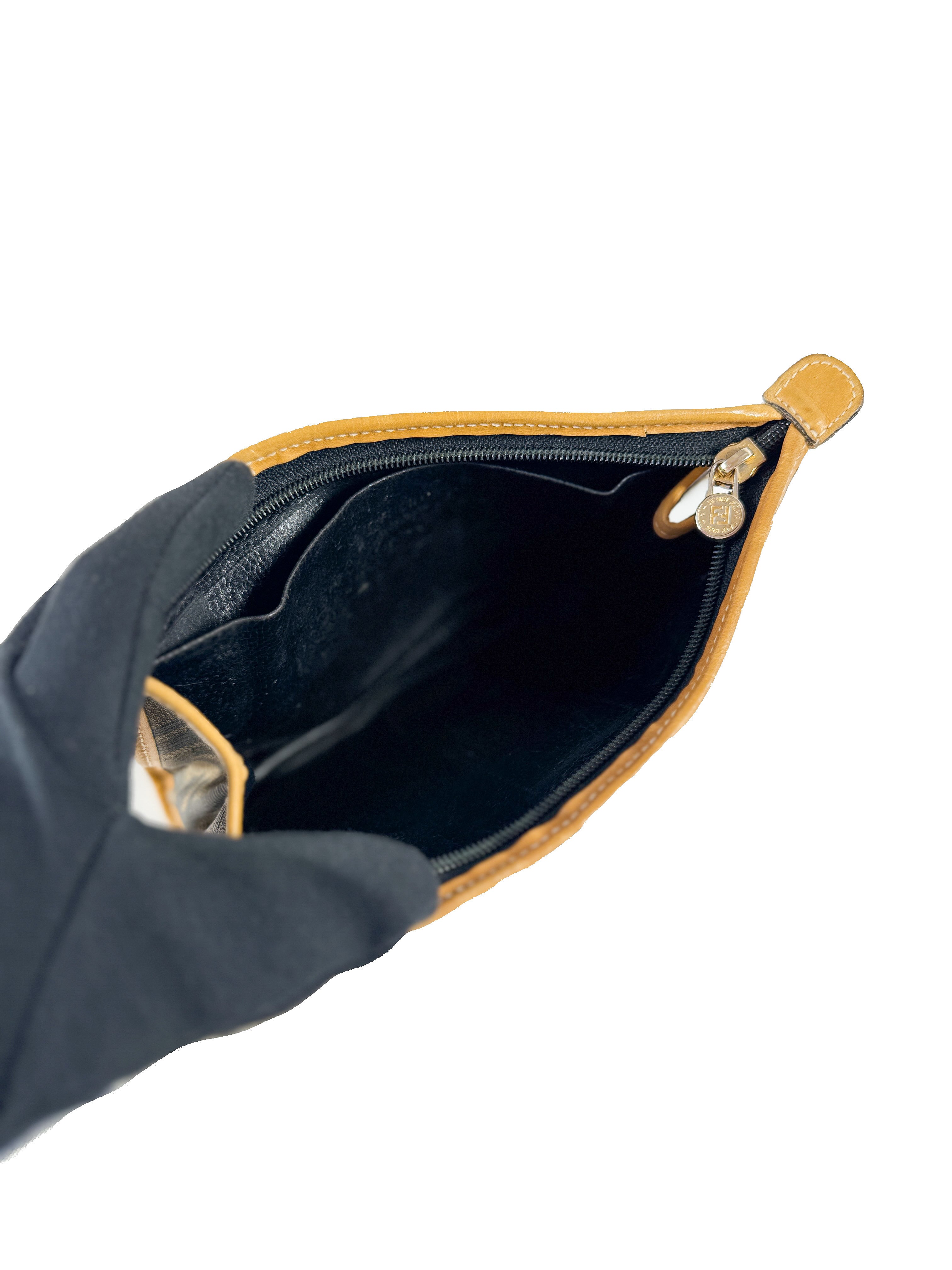 Fendi pequin striped vintage zip pouch