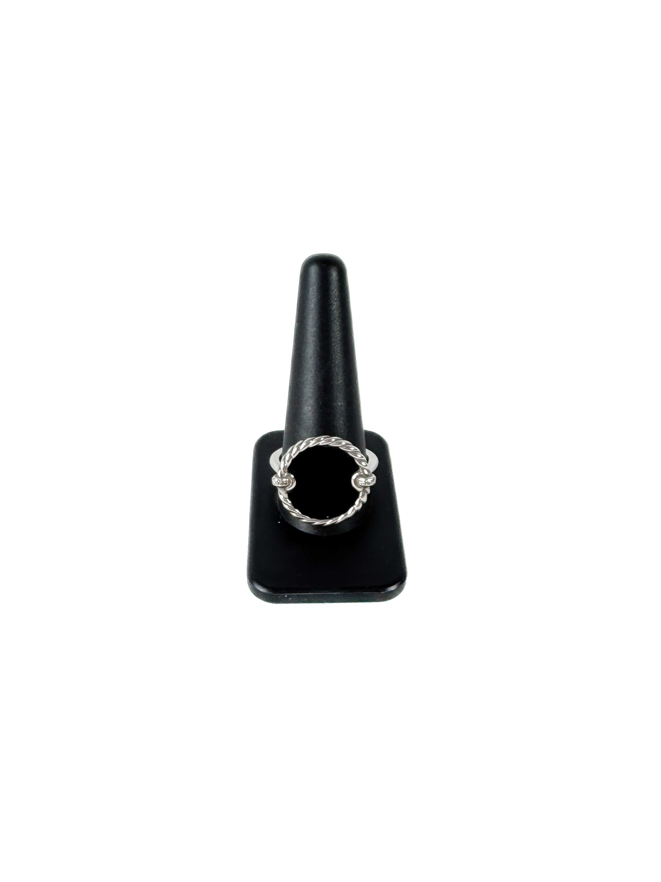 David Yurman sterling silver, black onyx, diamonds elements ring