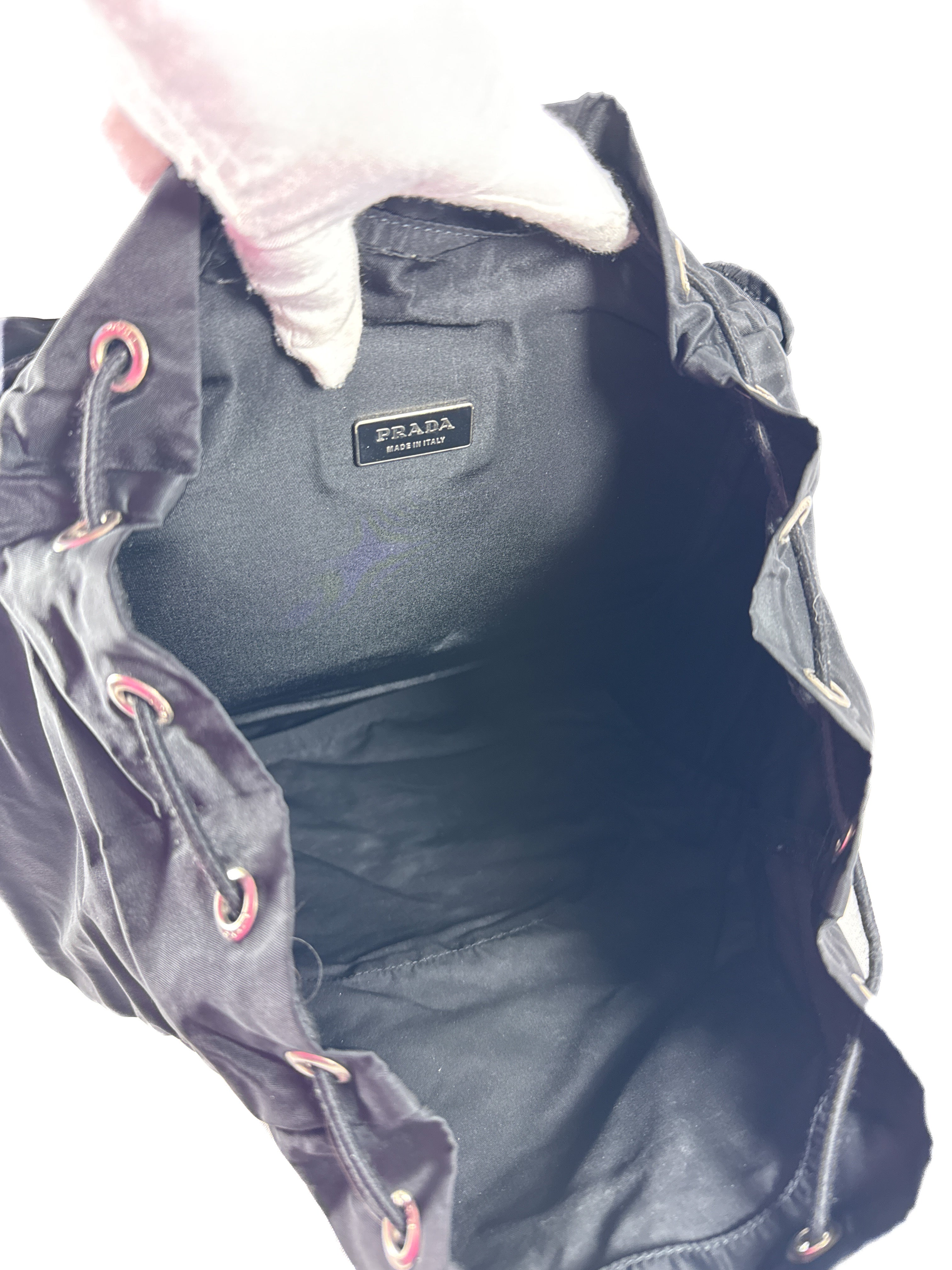 Prada Tessuto black double buckle backpack large