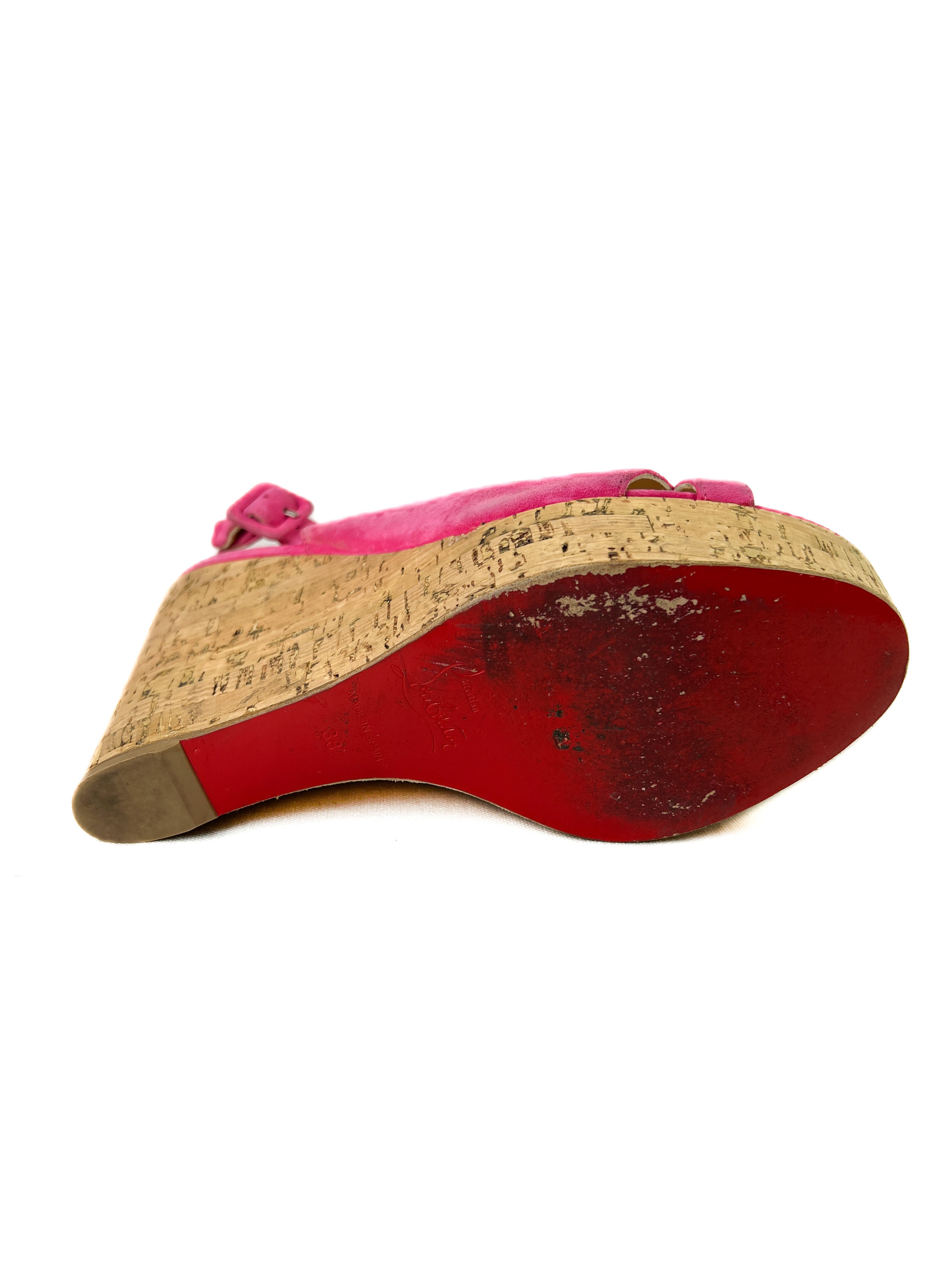 Christian Louboutin hot pink suede wedges size 38