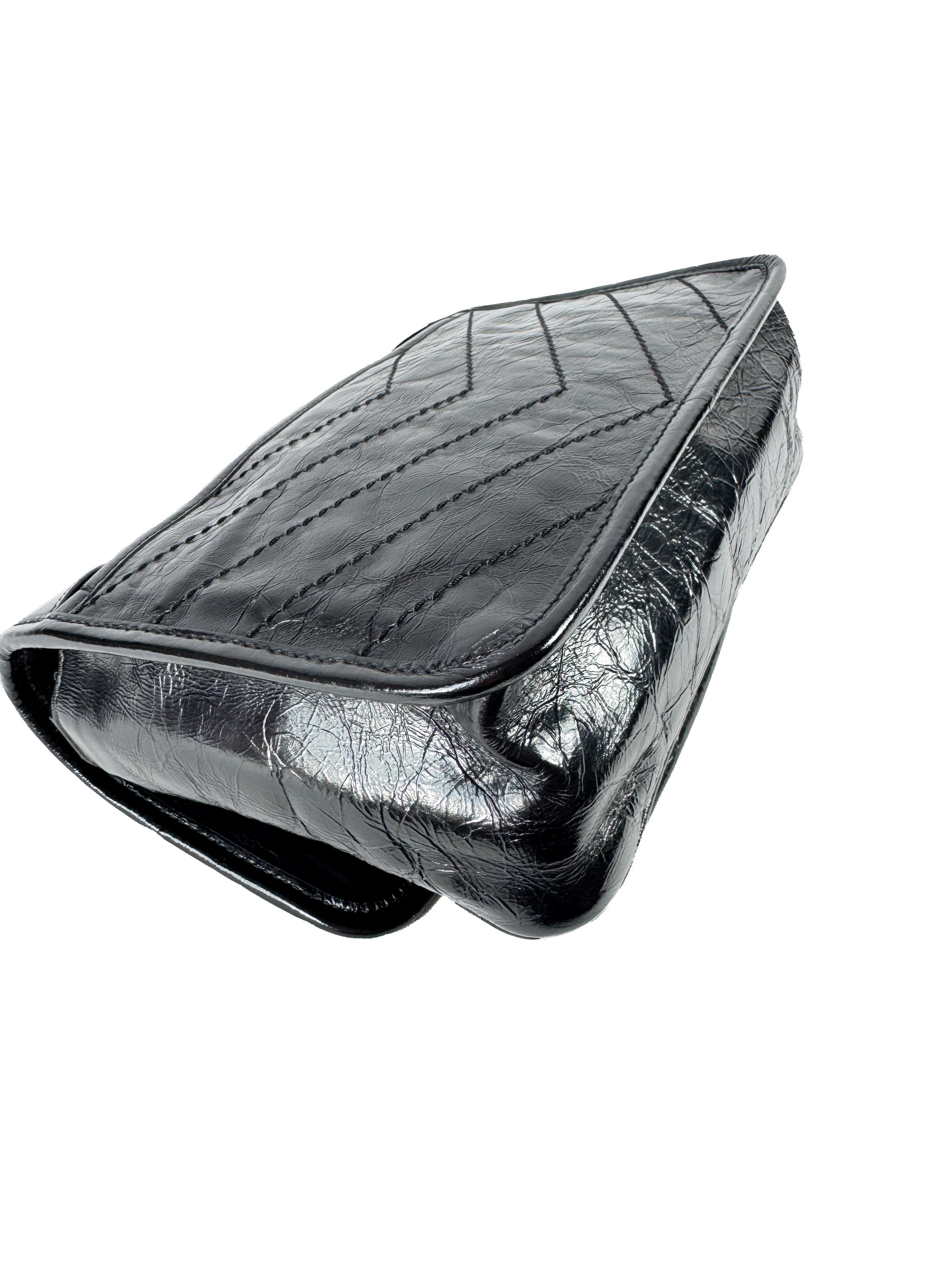 Saint Laurent black crinkled leather Niki MAL633160-0722