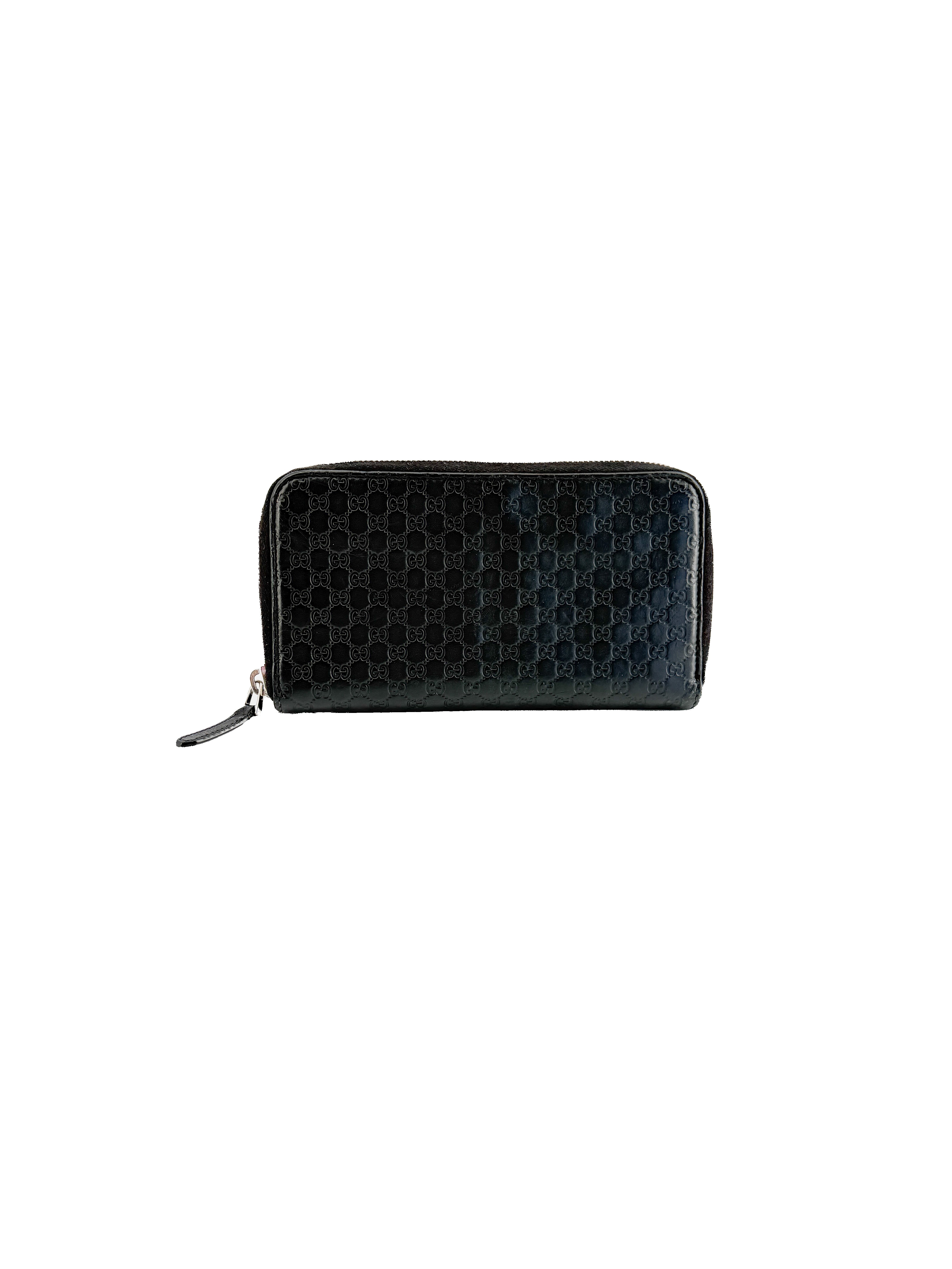 Gucci black GG Microguccissima zip wallet 544473-2149