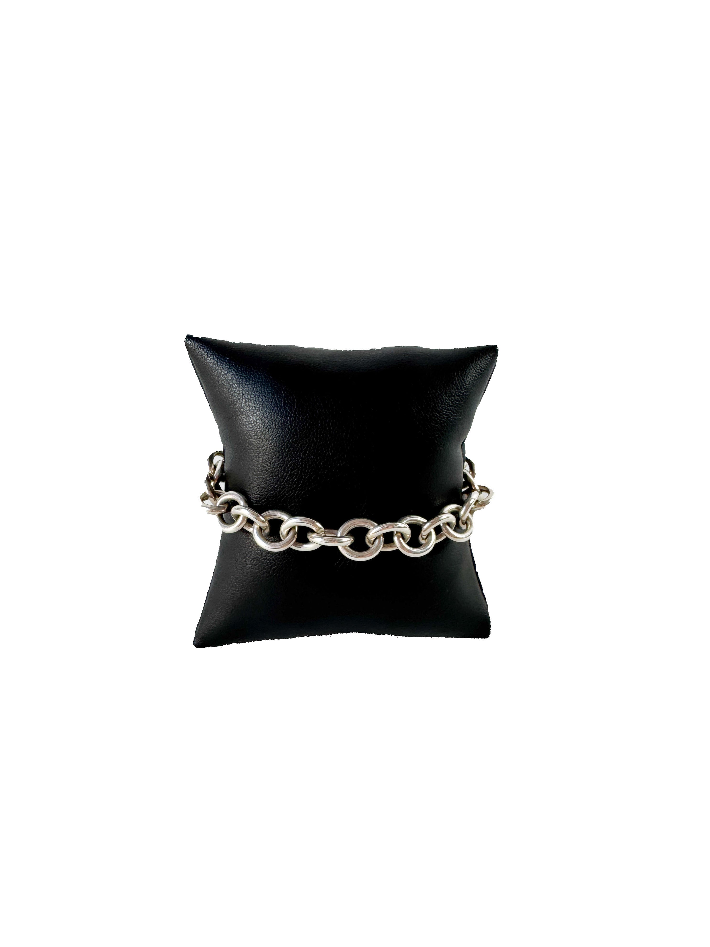 Tiffany & Co round return to tag sterling silver bracelet