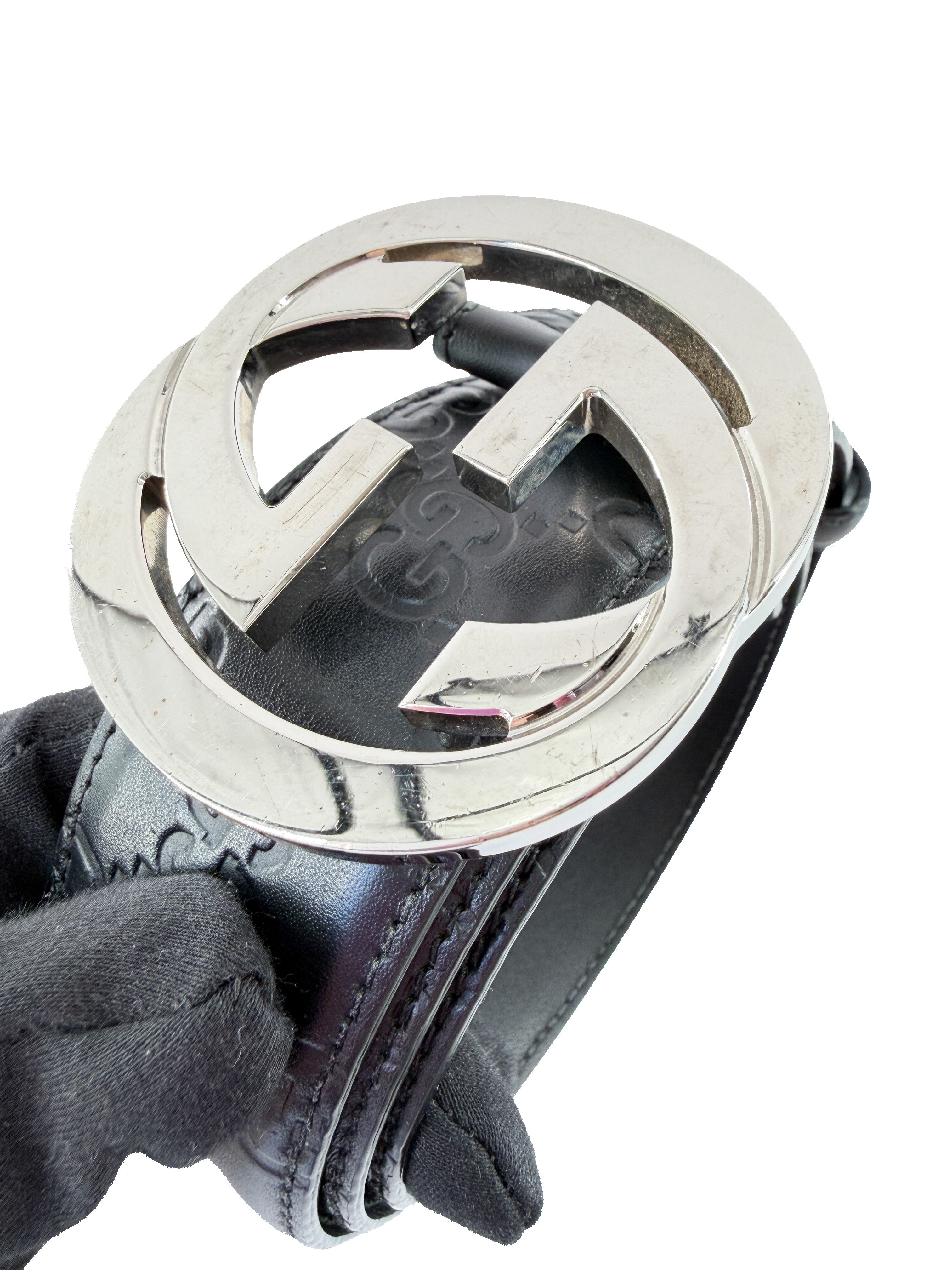 Gucci black GG Guccisimia belt size 90 601254