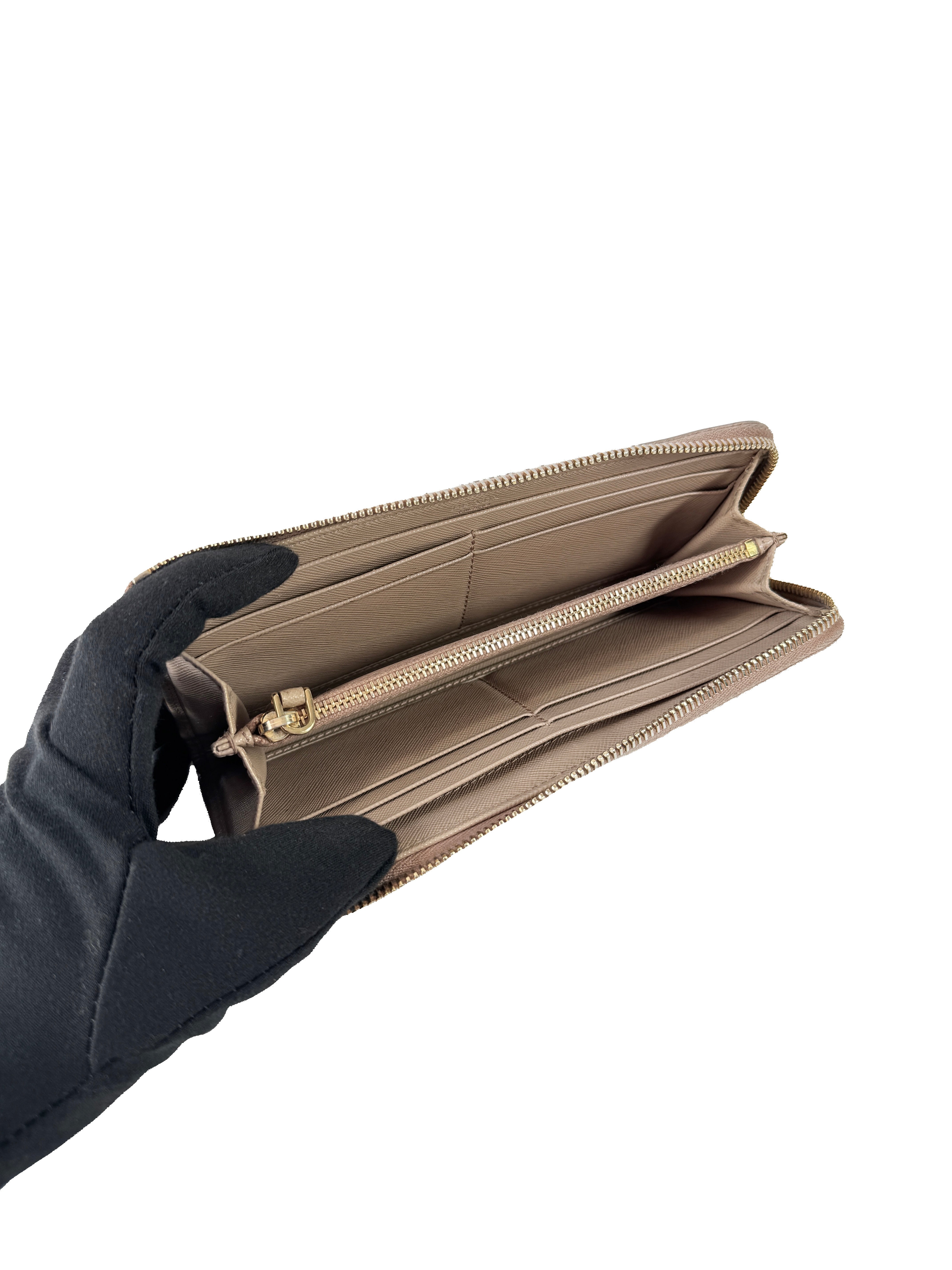 Prada ballet pink leather zip wallet *as is*