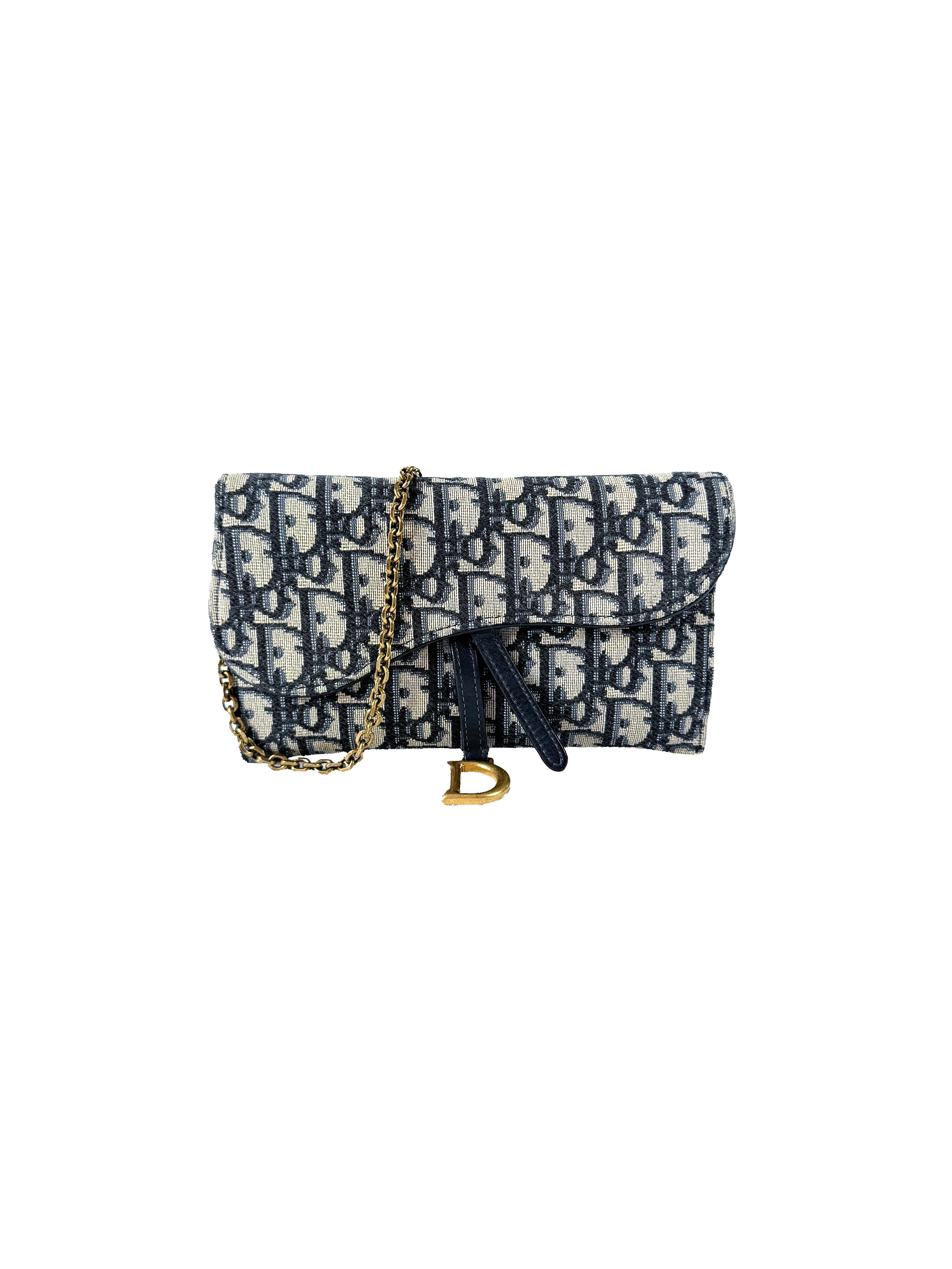 Christian Dior navy Saddle pouch in Oblique jacquard 41-MA-0221