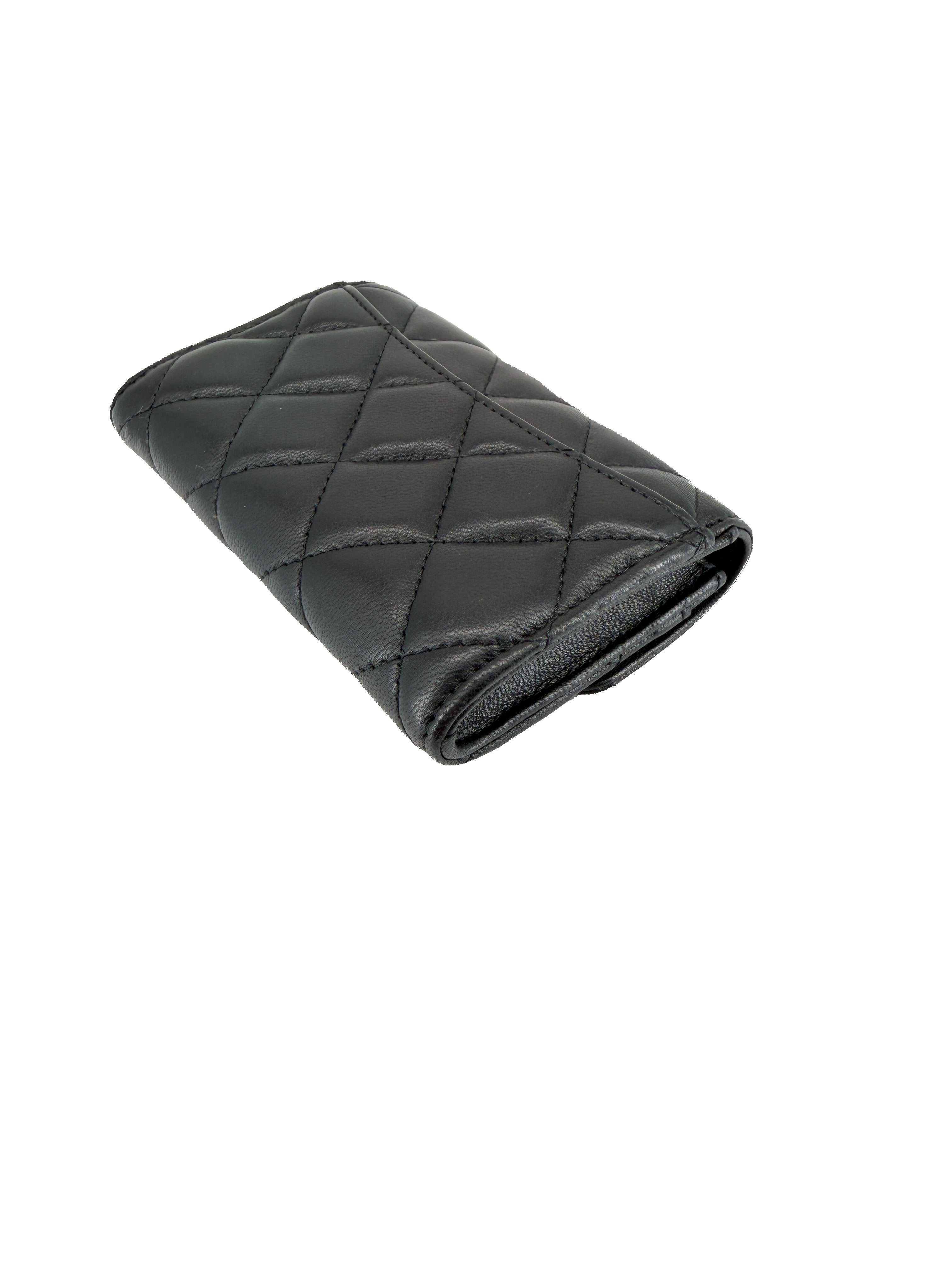 Chanel lambskin black classic flap card holder wallet 30739131 BOX