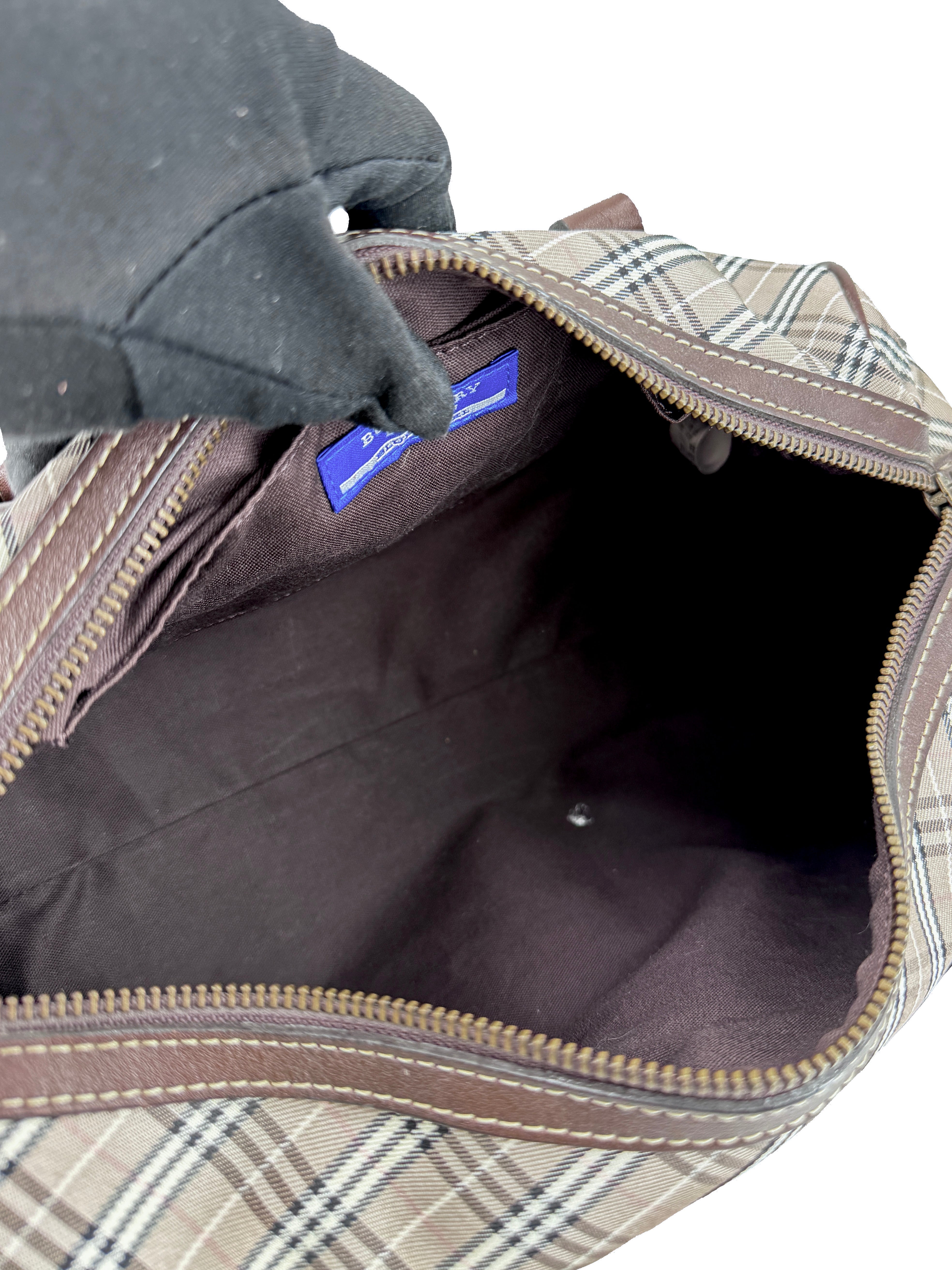 Burberry Blue Label brown plaid boston bag
