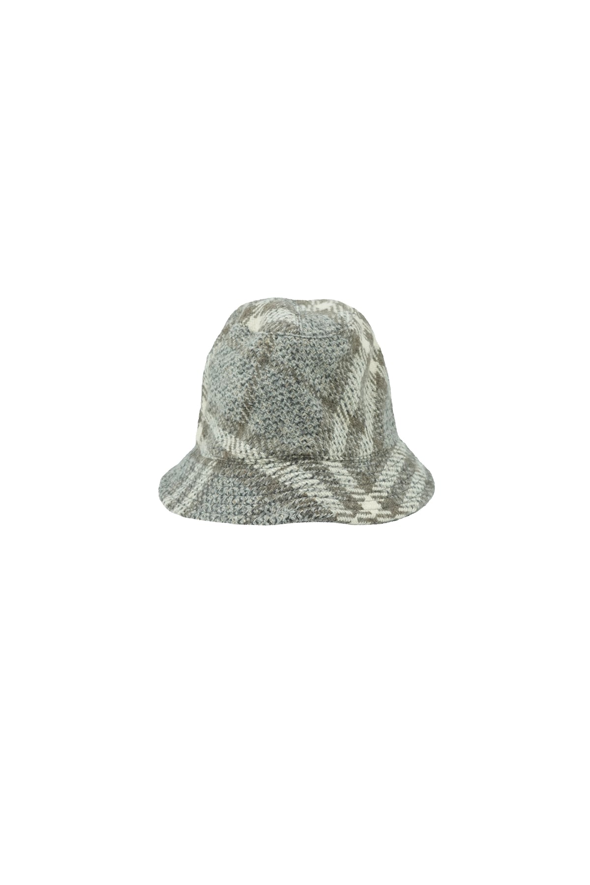 Burberry gray, brown, cream plaid wool bucket hat size M