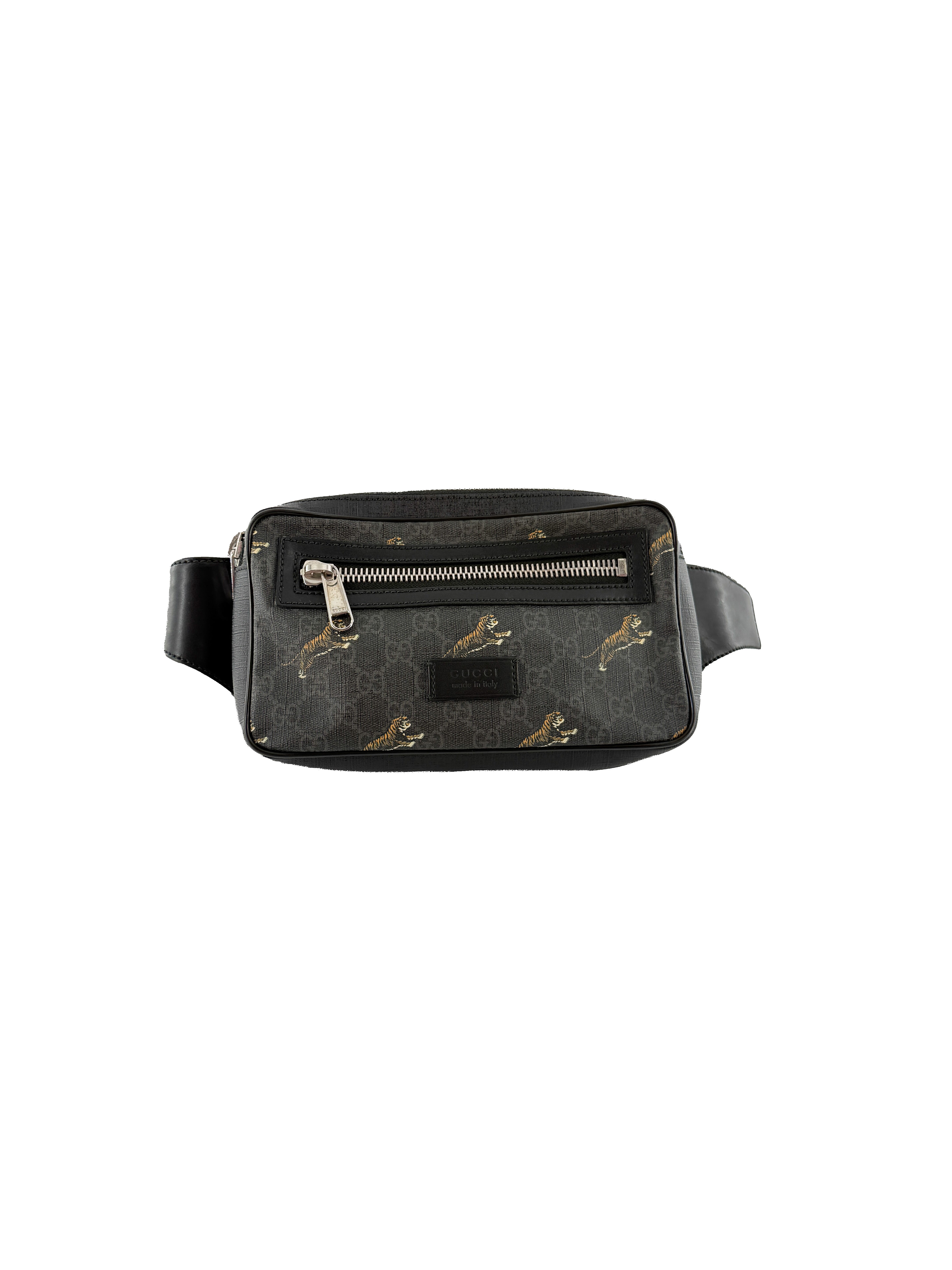 Gucci black GG supreme Tiger belt bag 474293 520931
