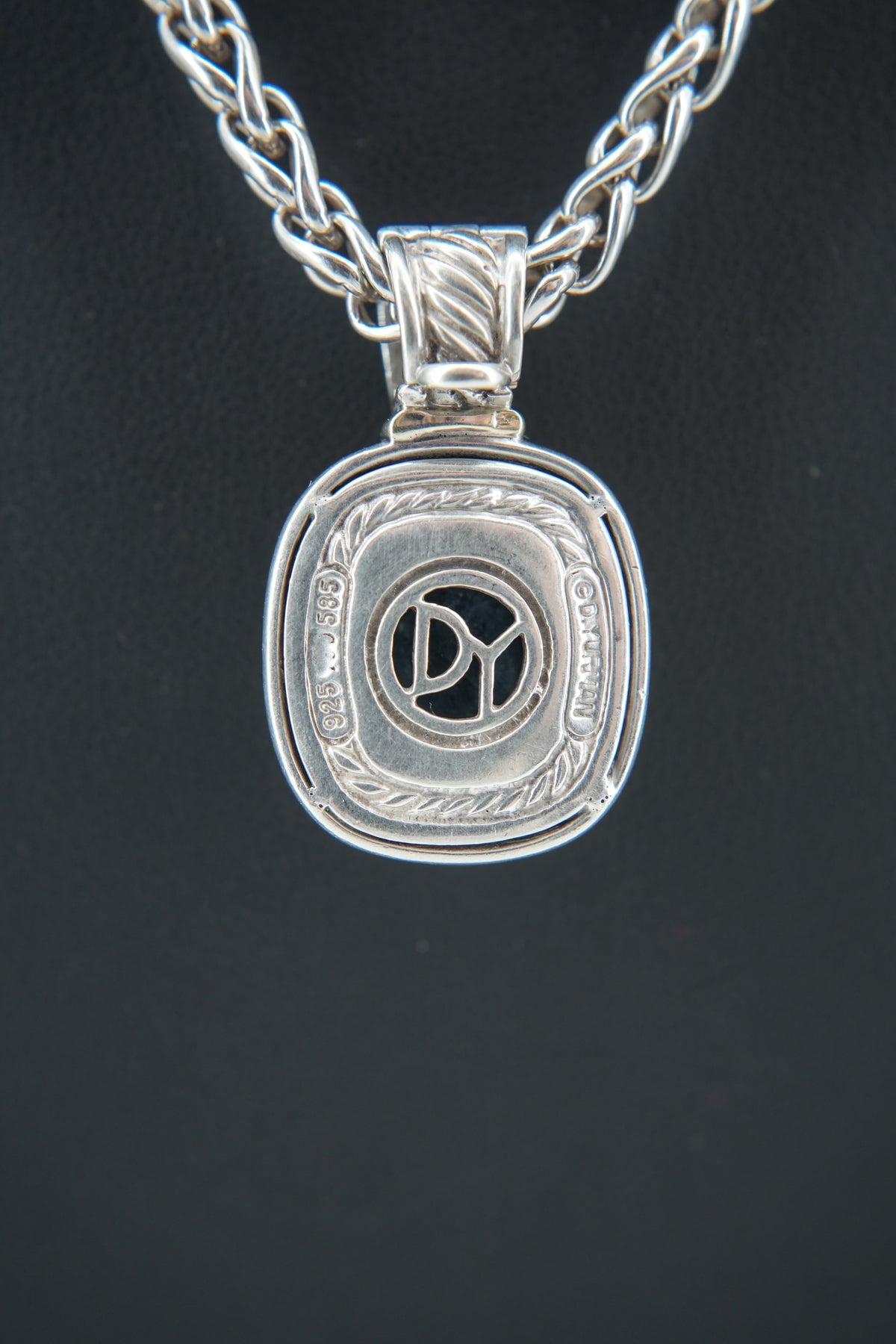 David Yurman sterling silver, 14k yellow gold, blue topaz Albion necklace