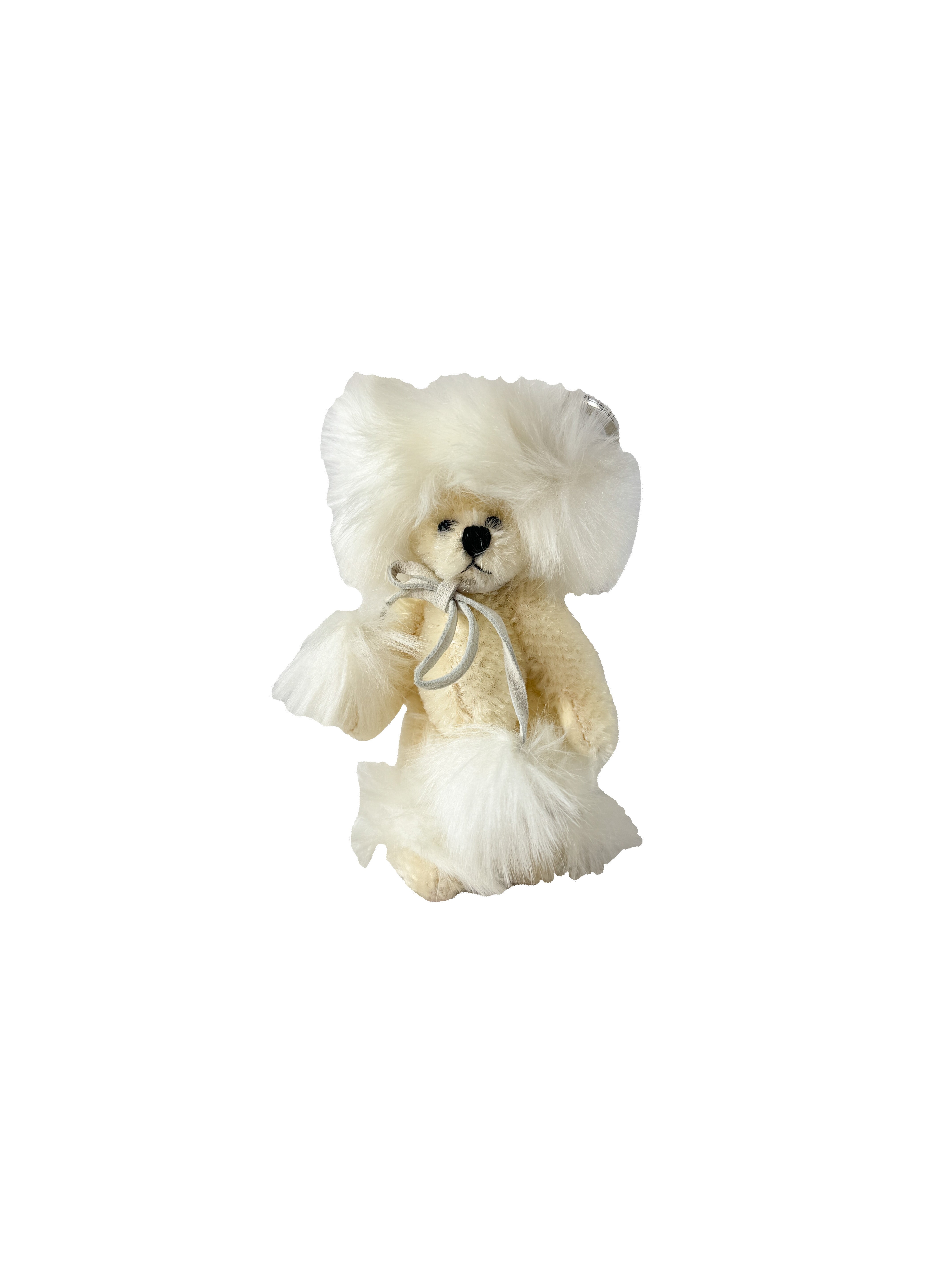 Prada white mohair bear key ring