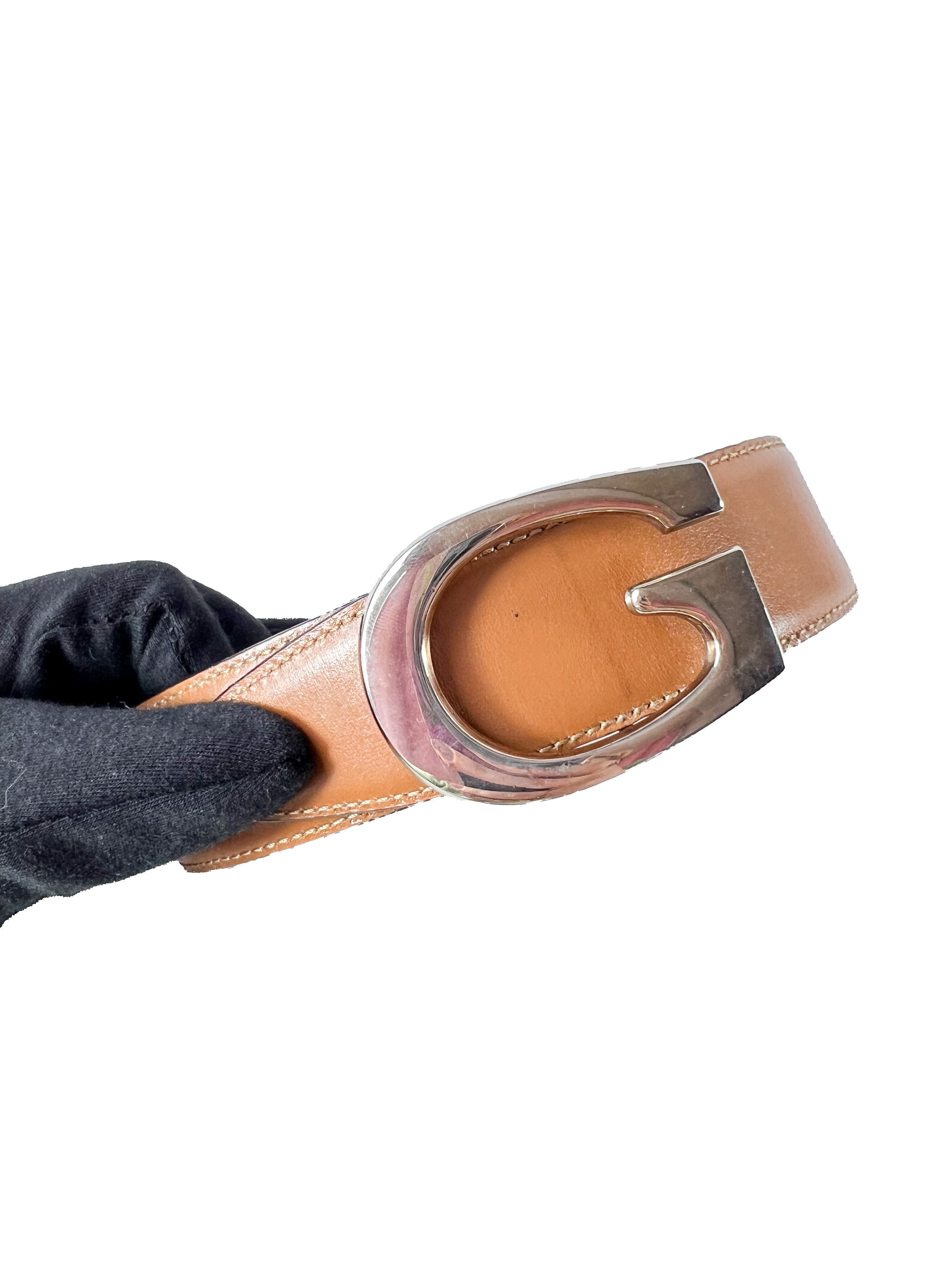 Gucci black/brown reversible leather belt size 80