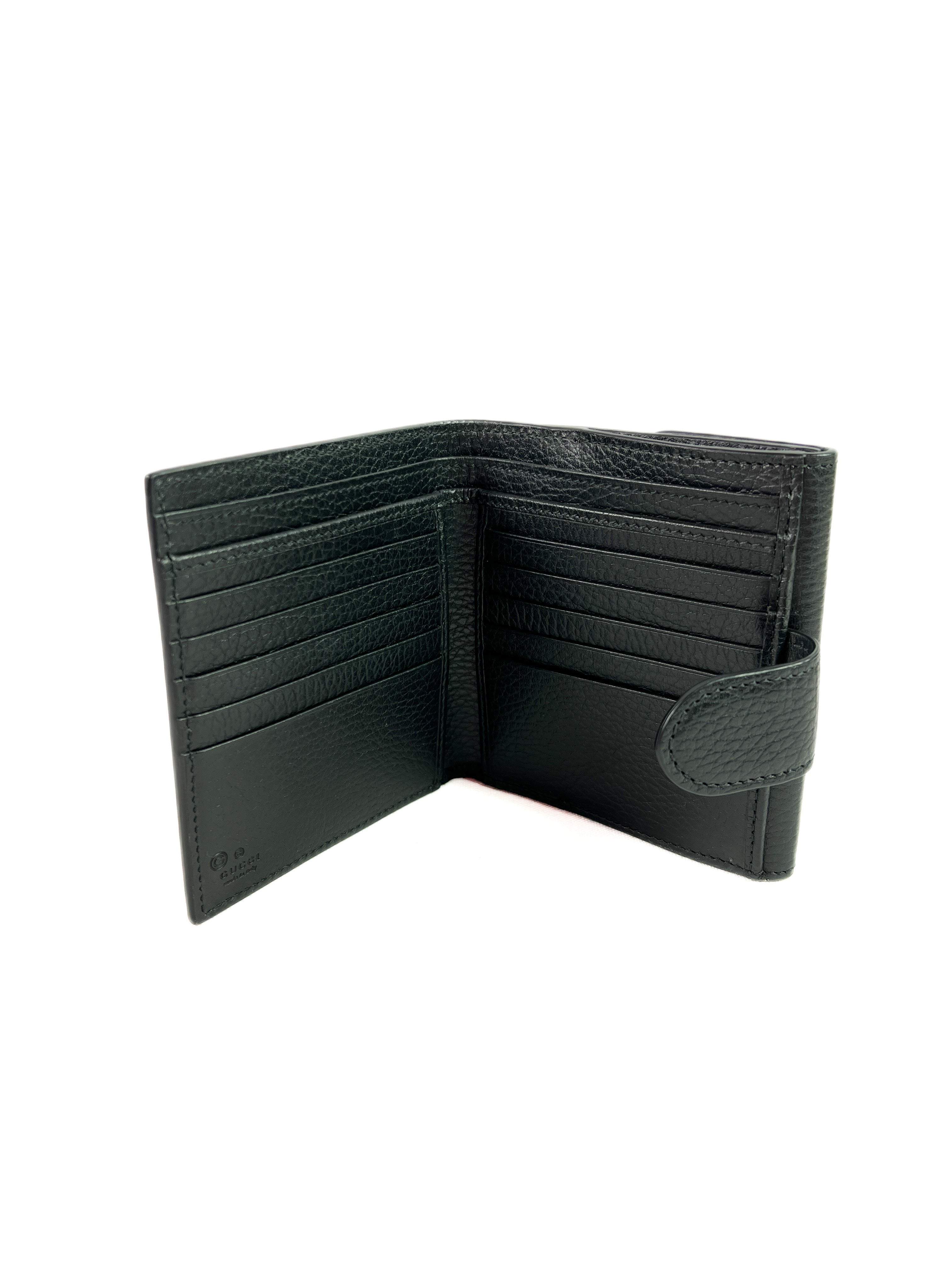 Gucci black leather interlocking G compact wallet 5981672184