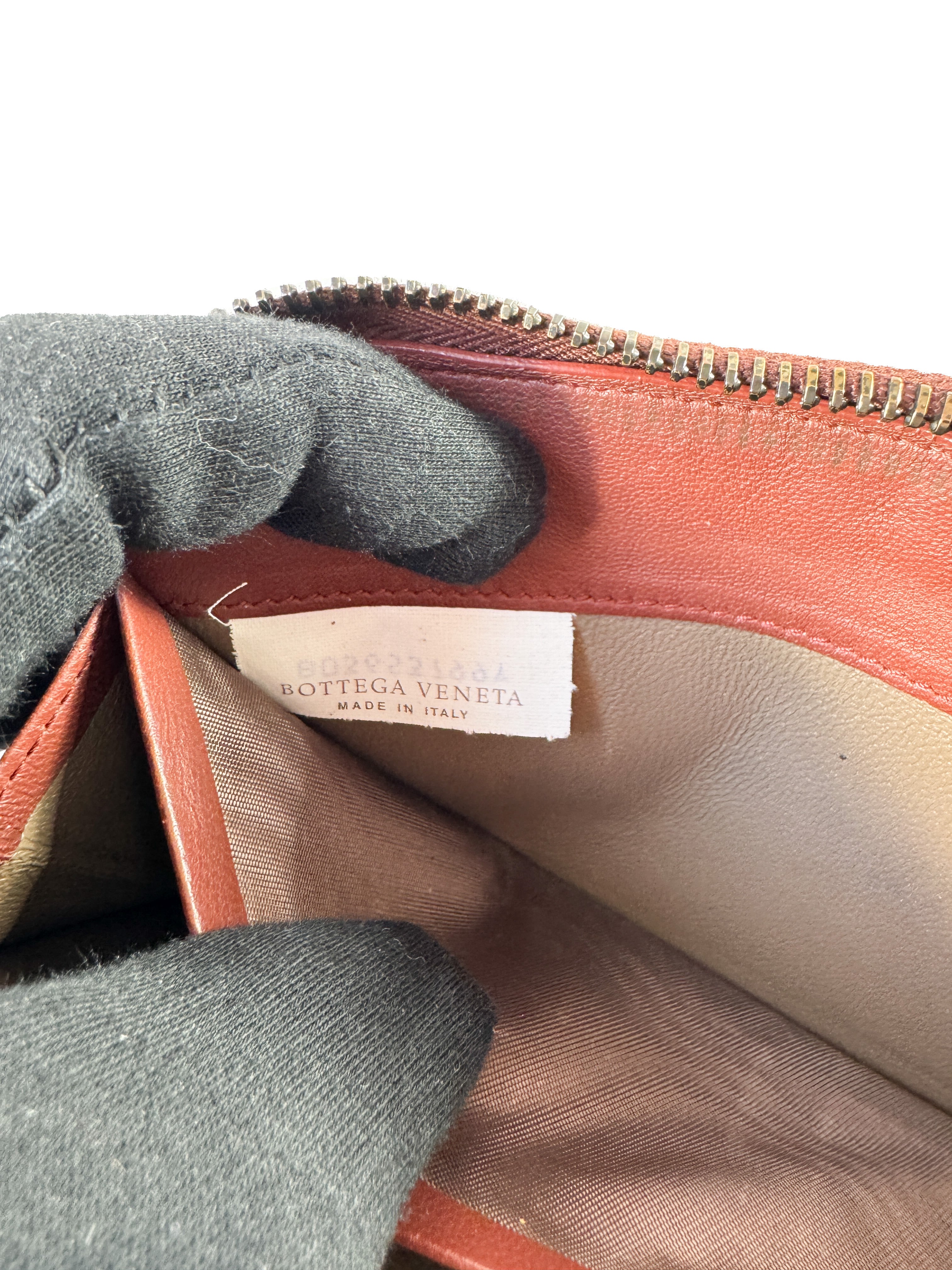 Bottega Veneta burgundy Intrecciato woven zip around wallet **as is**