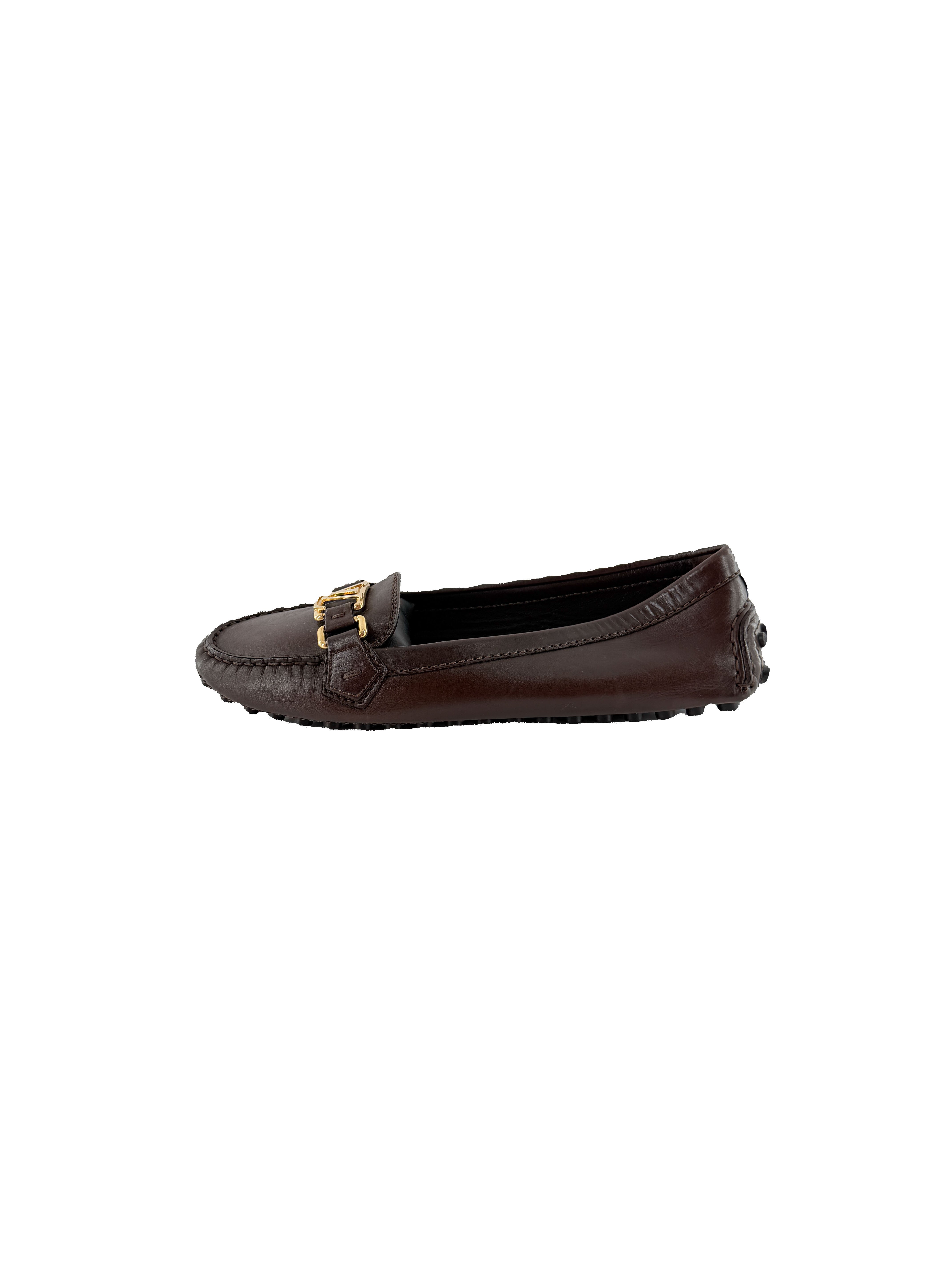 Louis Vuitton dark brown leather driving loafers size 39 FA0120