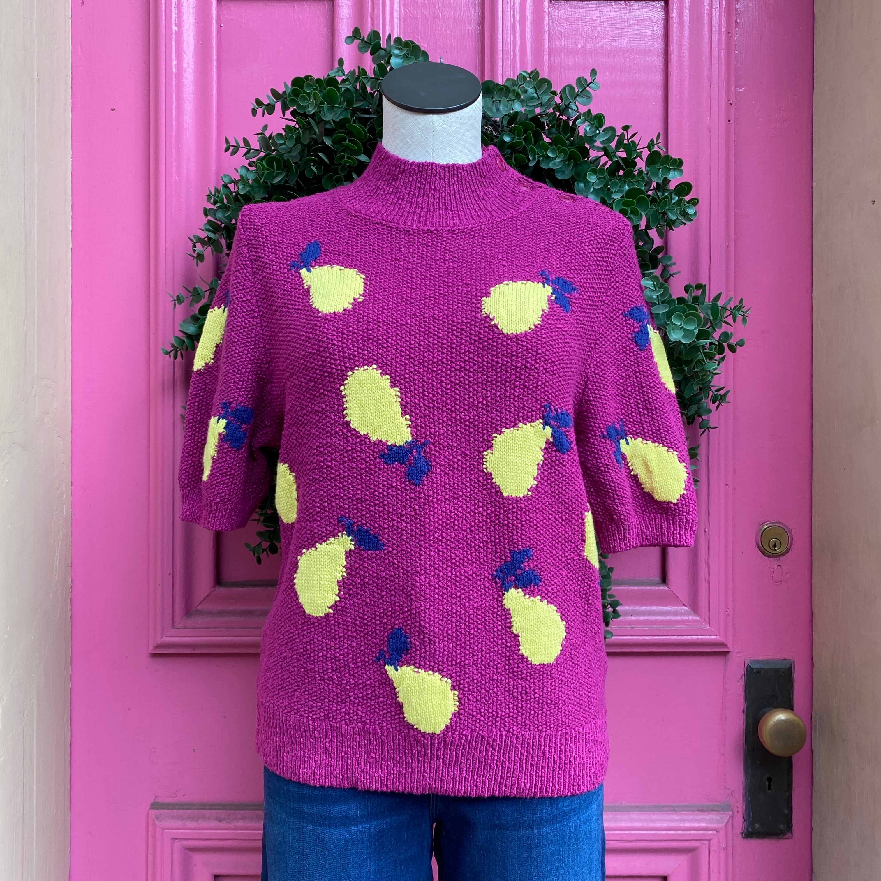 Maeve purple pear short sleeve sweater size L NWT
