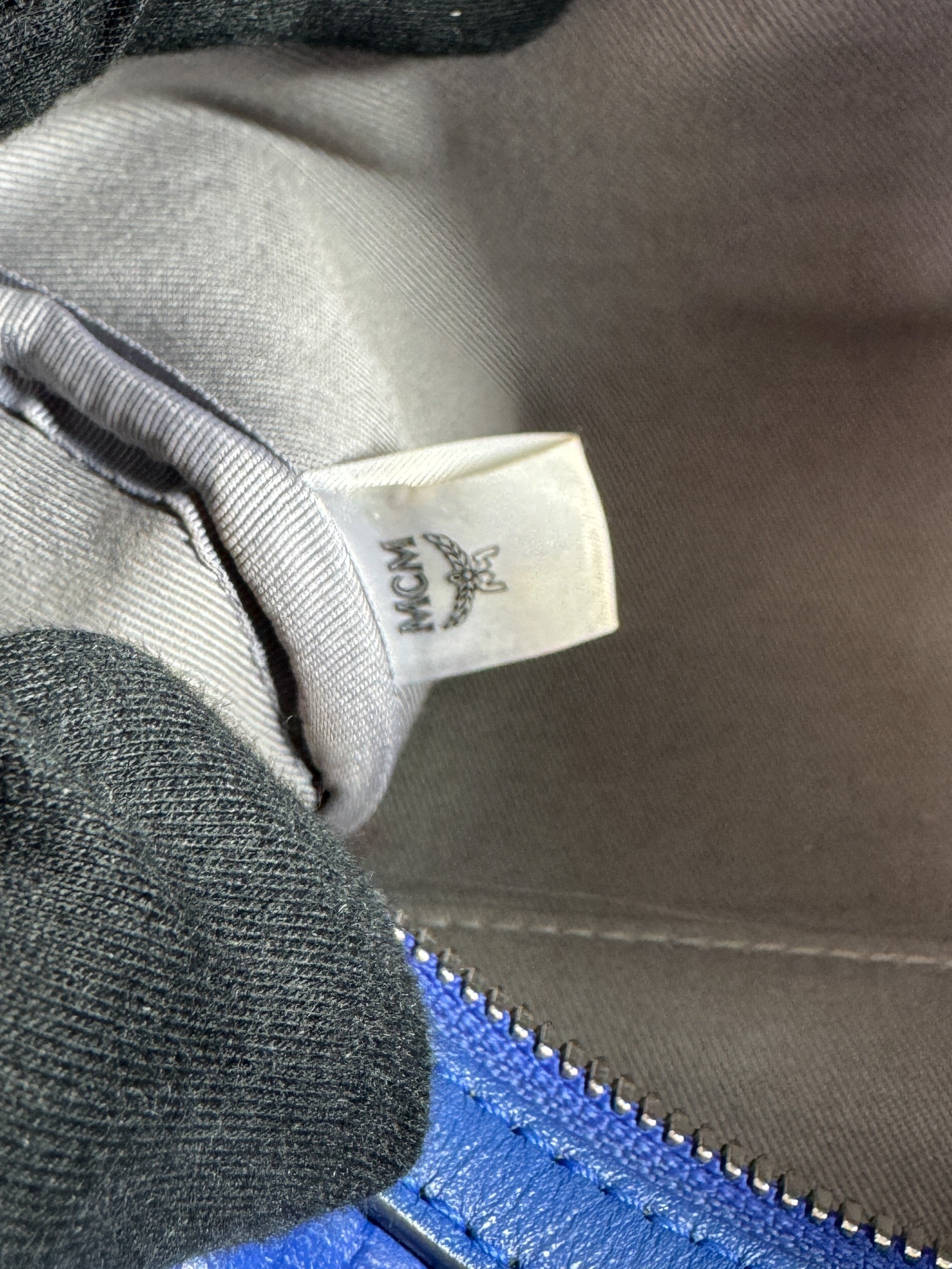 MCM blue Ottomar toiletry bag