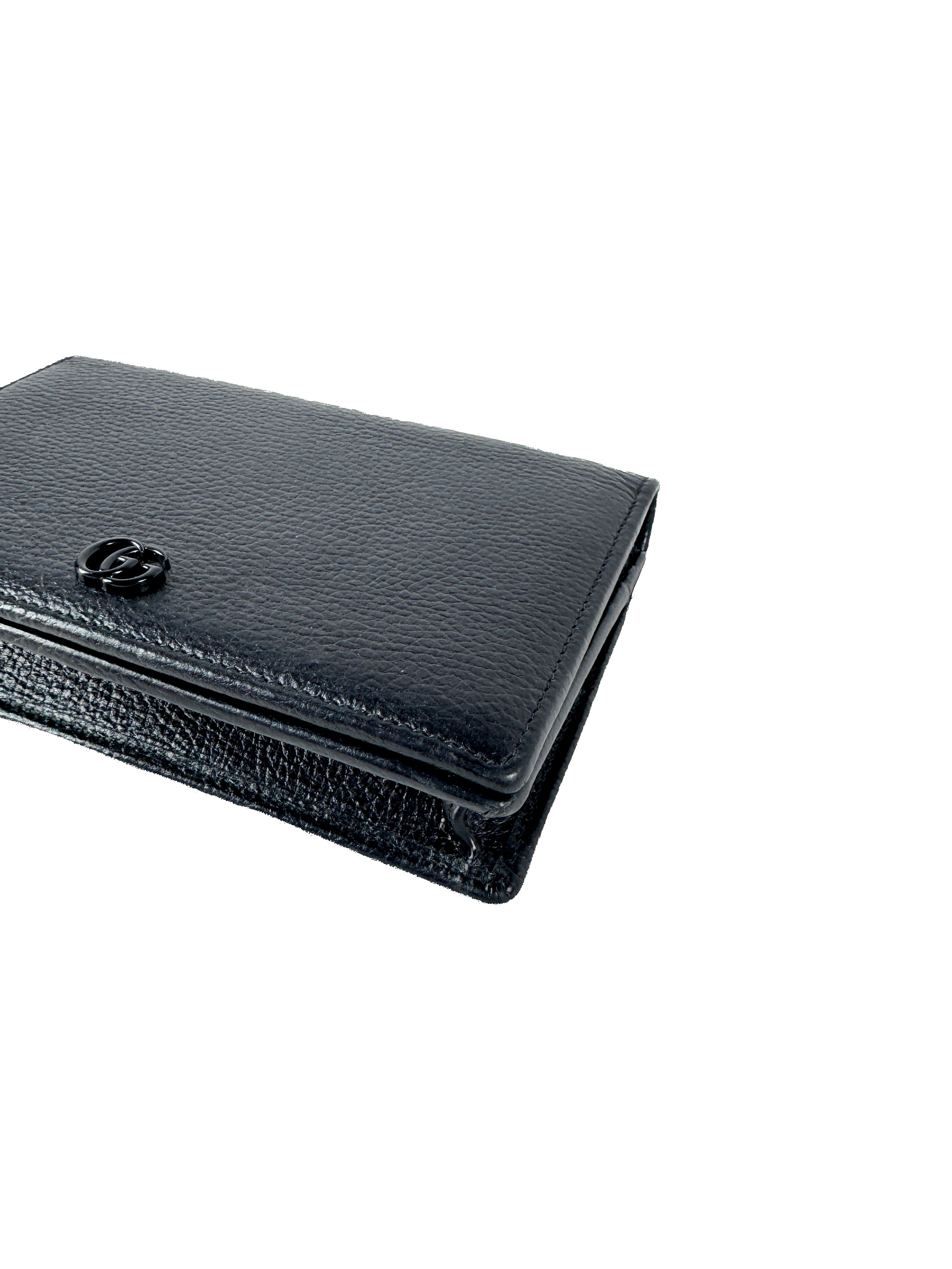 Gucci GG black Marmont leather wallet on a chain 497985-493075