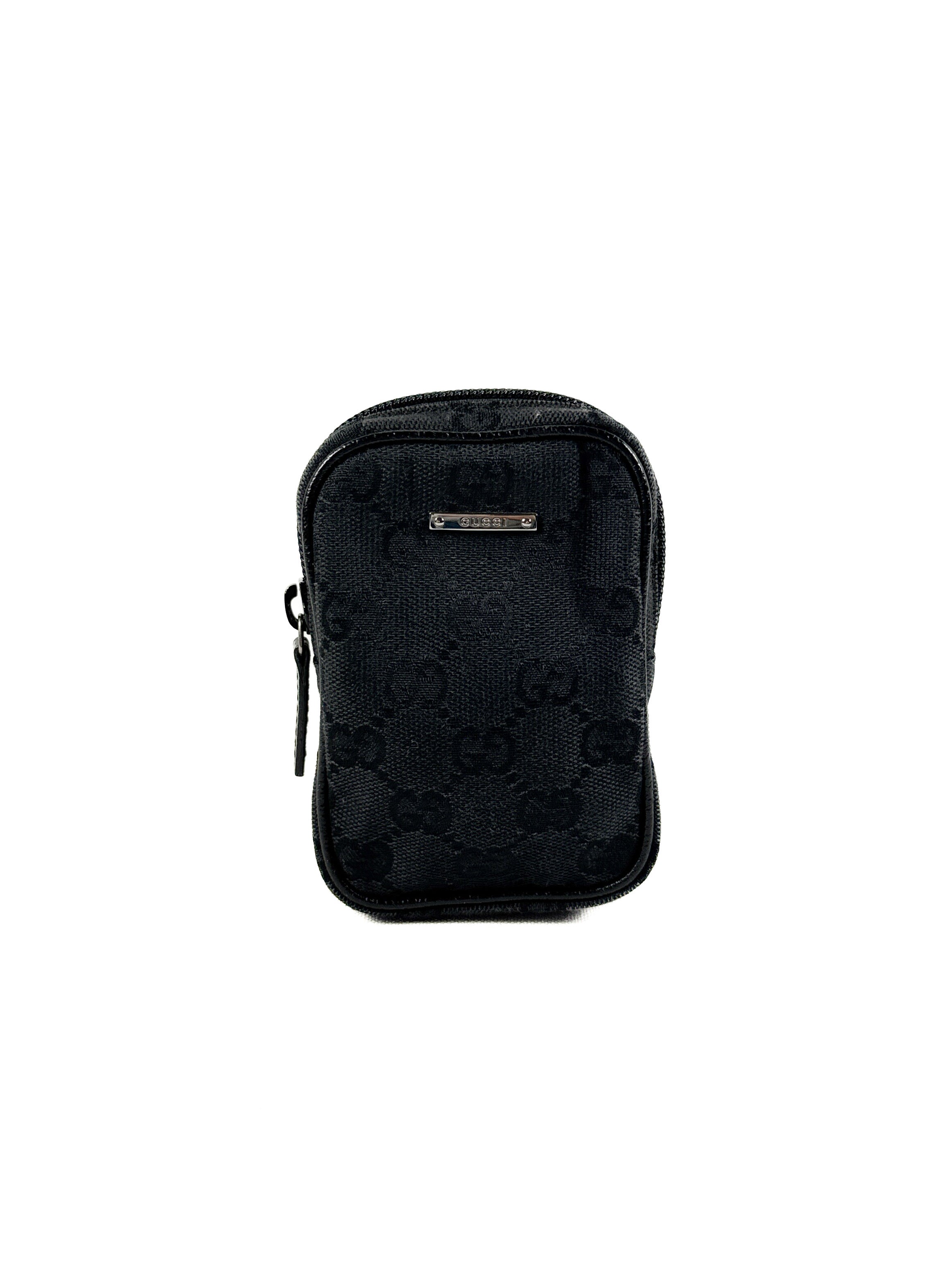 Gucci black signature small zip pouch 002404